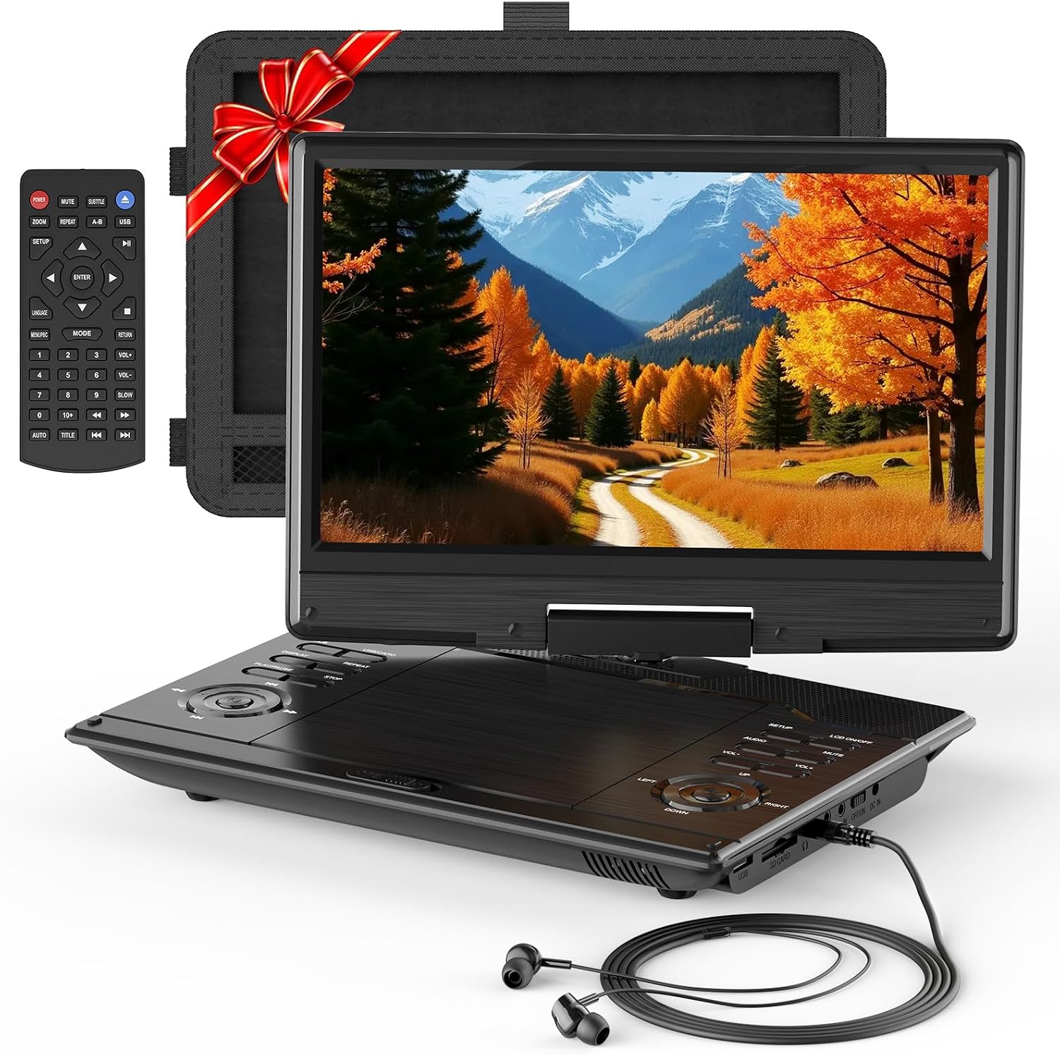 13.5" Portable DVD Player for Kids and Car with 11.6" Screen & Headphones,4-6 Hours Working Time,Car DVD Player with Headrest Mount,Remote Control,Dual Speakers,Region Free,Support Sync TV/USB/SD/AV