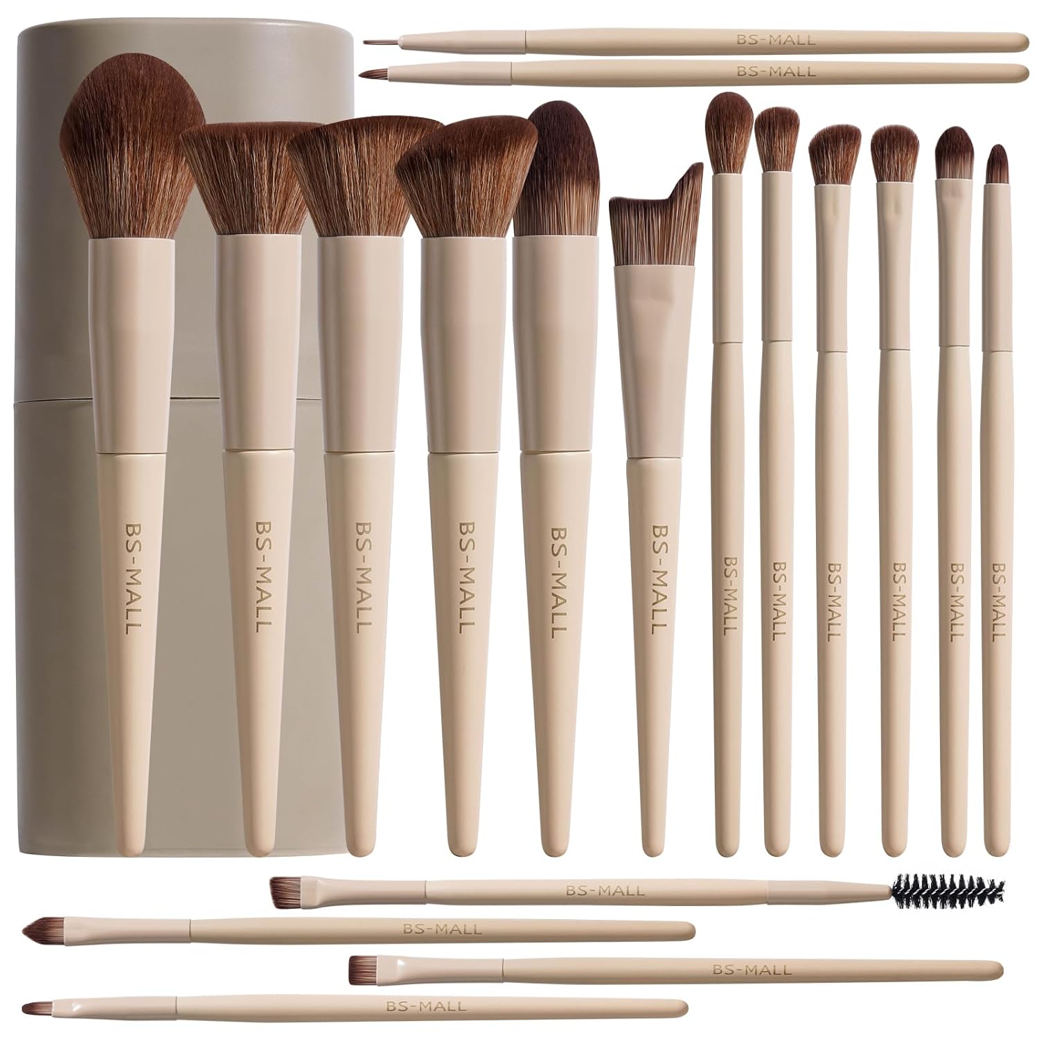 BS-MALL Professional Makeup Brush Set with Travel Case, Soft Synthetic Face & Eye Brushes for Foundation, Concealer, Powder, Blush & Eyeshadow for Beginners, Beauty Enthusiasts & Makeup Artists 18PCS