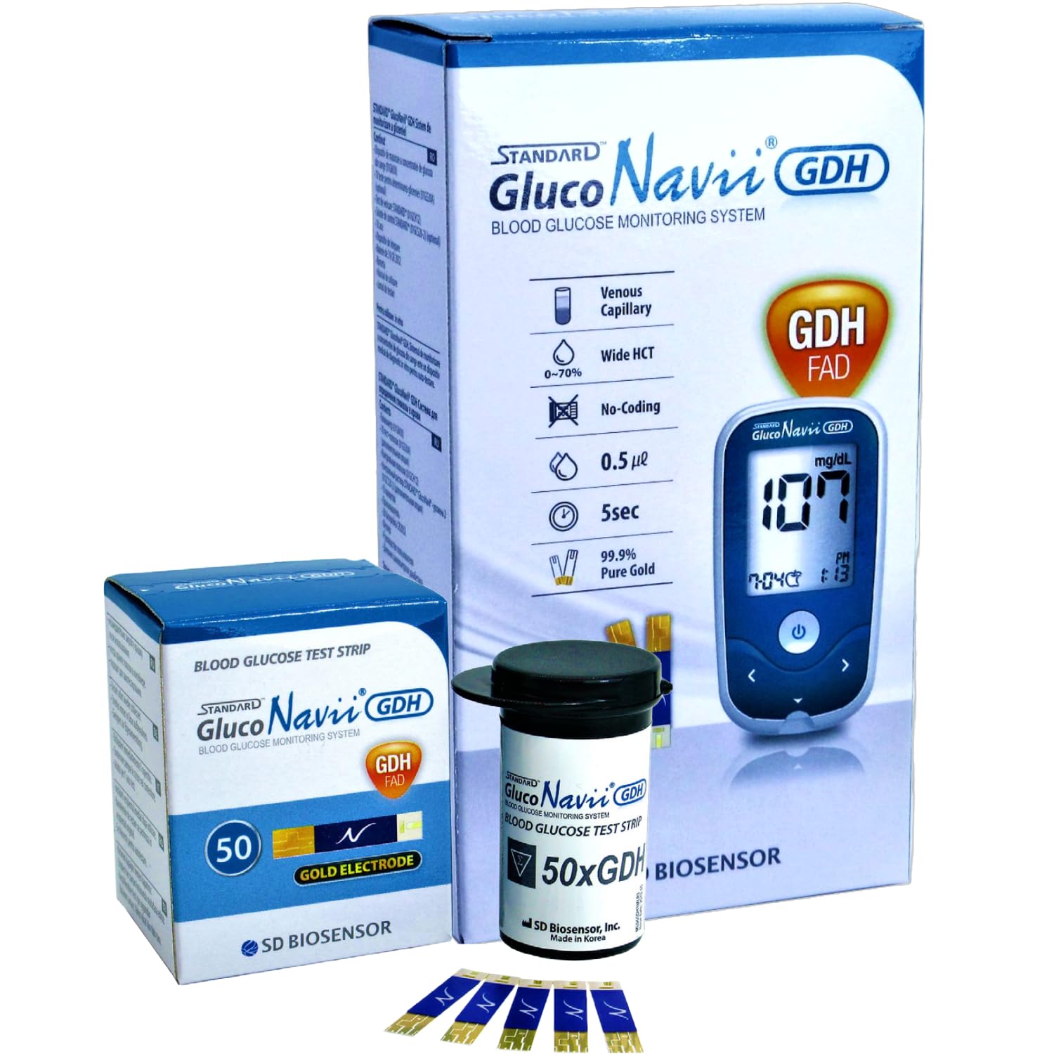 GlucoNavii Blood Sugar Meter (mmol/L) Glucose Monitor Starter Kit + 50 Strips