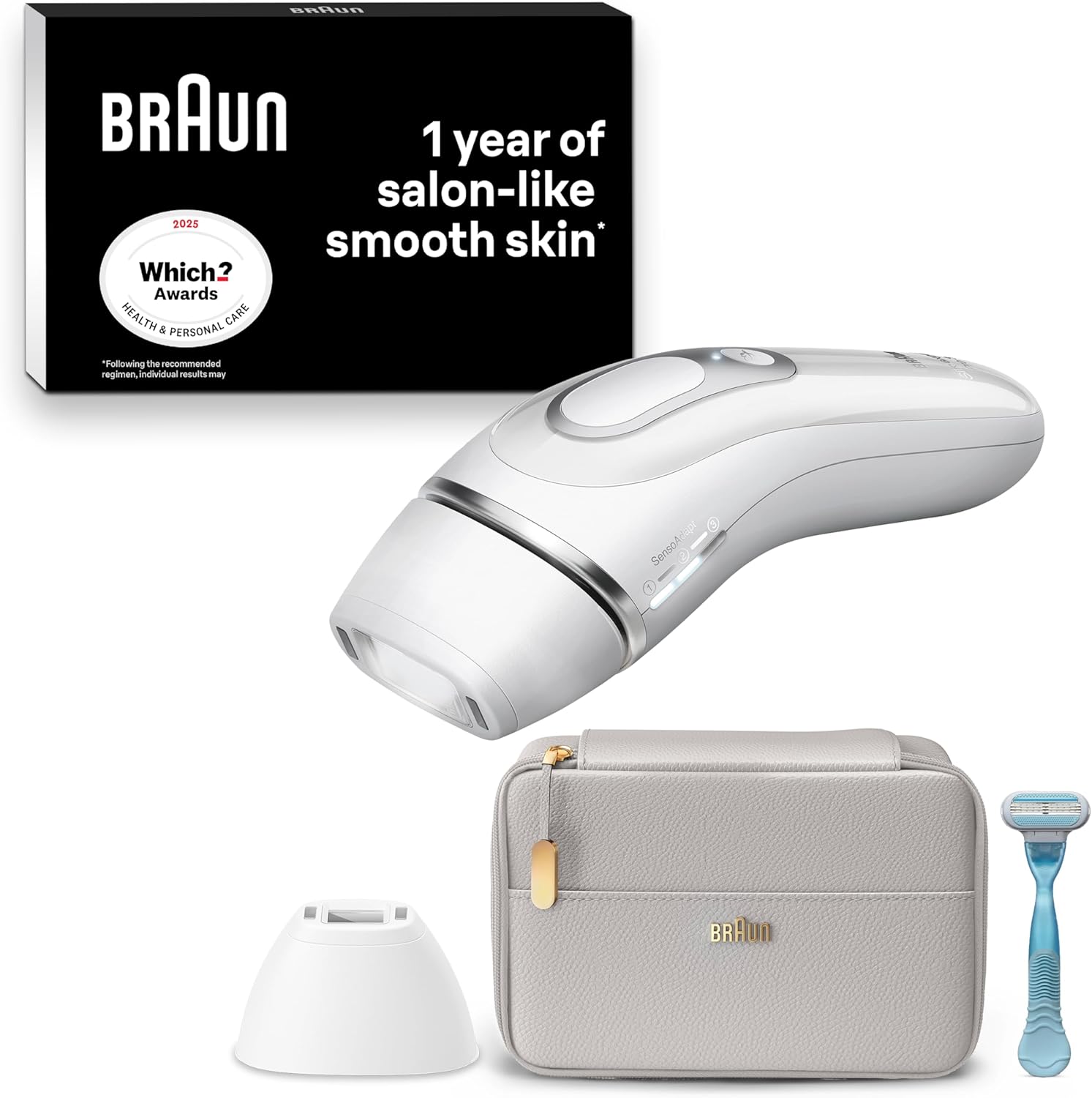 Braun Silk·Expert Pro 3, At Home Hair Removal, Alternative For Laser Hair Removal, Includes Pouch, Venus Razor, Precision Head, 1 Year Of Smooth Skin, Gift For Women, White/Silver, PL3121