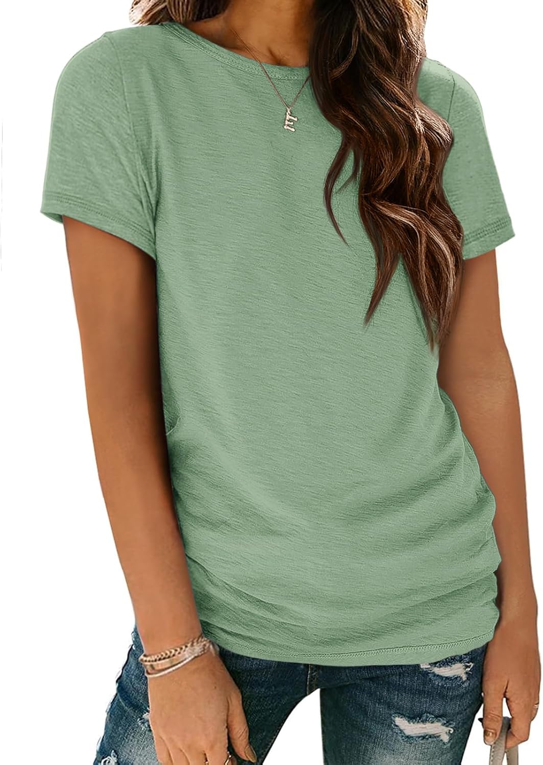 ATHMILE Womens T Shirt Summer Tops Short Sleeve Fashion Basic Casual Oversized Beach Vacation Clothes 2025 Trendy