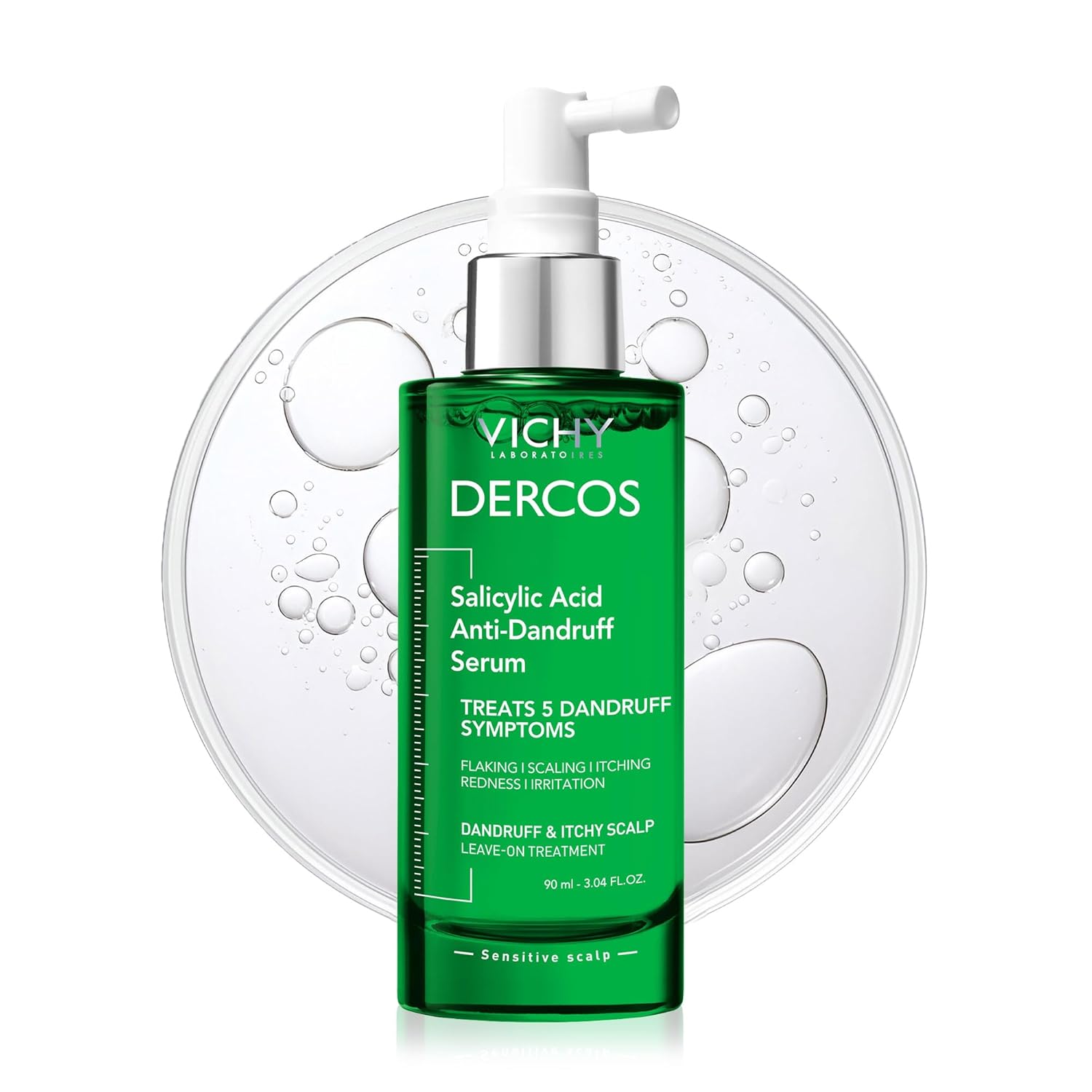 Dercos Salicylic Acid Anti-Dandruff Treatment, Scalp Treatment Targets Dandruff Symptoms & Leaves Head Feeling Hydrated & Soothed, Serum Provides Flake & Itch Relief, 3 Fl. Oz.