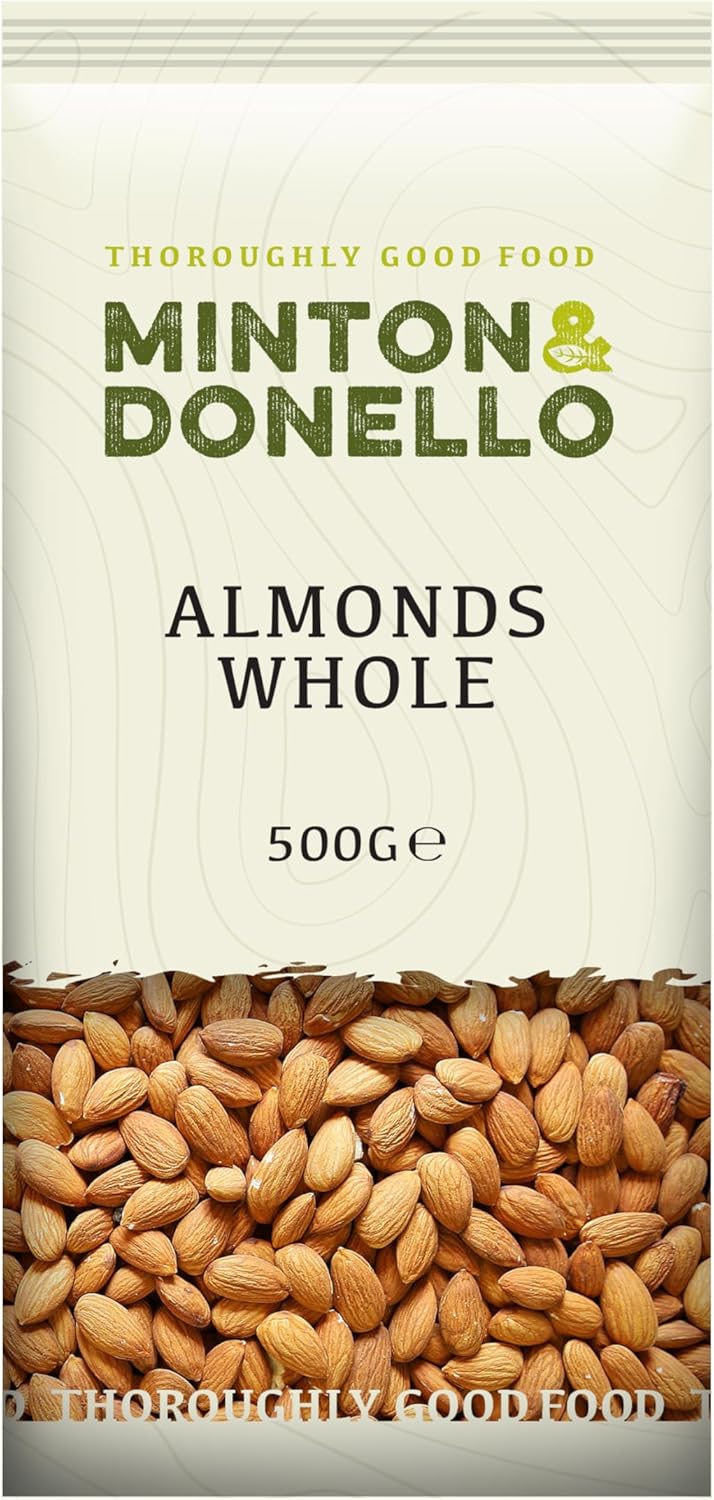 Minton & Donello - Whole Almonds, Natural & Crunchy, Healthy Snack, Rich in Vitamin E, 500g