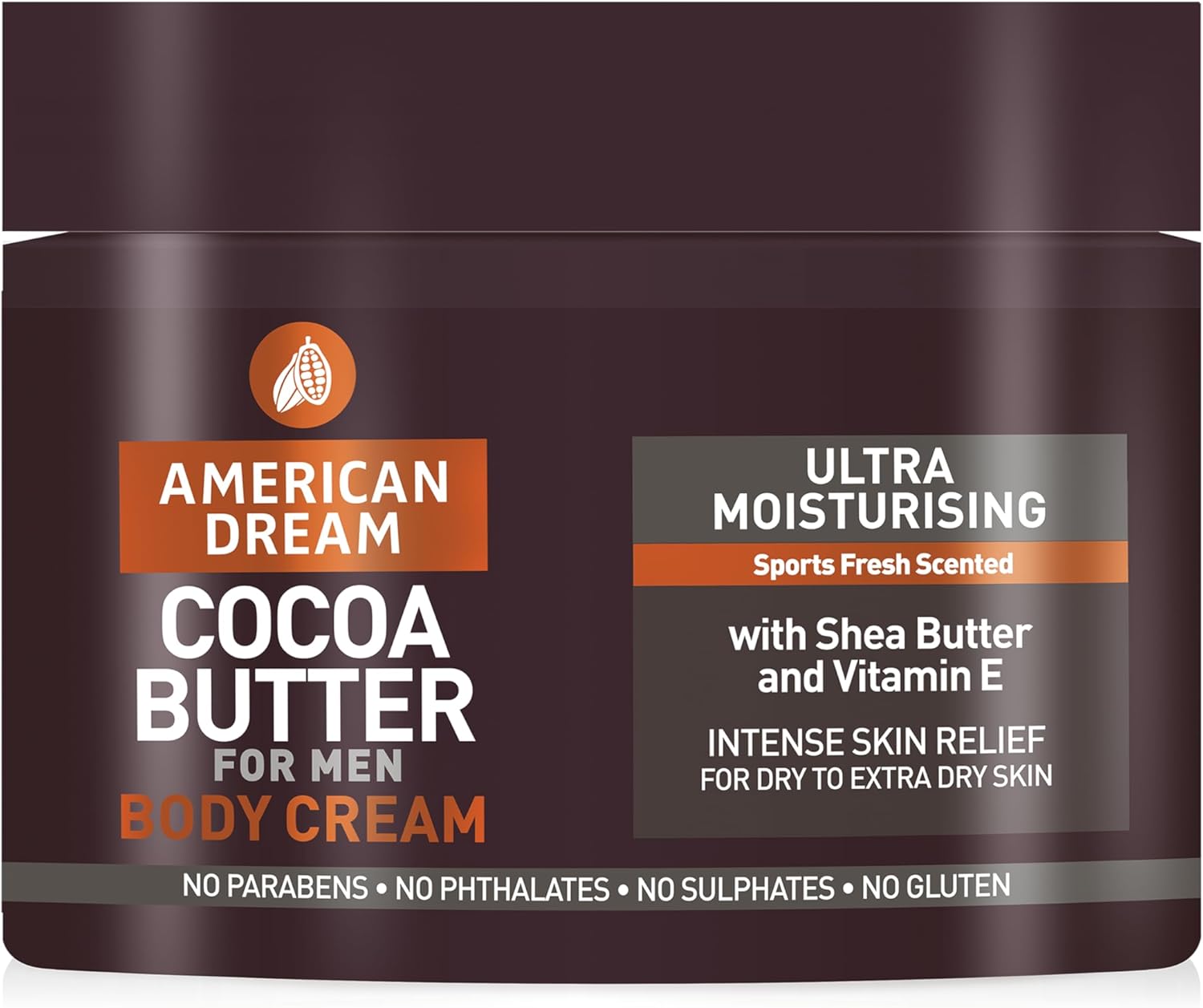 American Dream Cocoa Butter Body Cream for Men, an Ultra Moisturising Body Butter with a Sport Fresh Scent 500ml