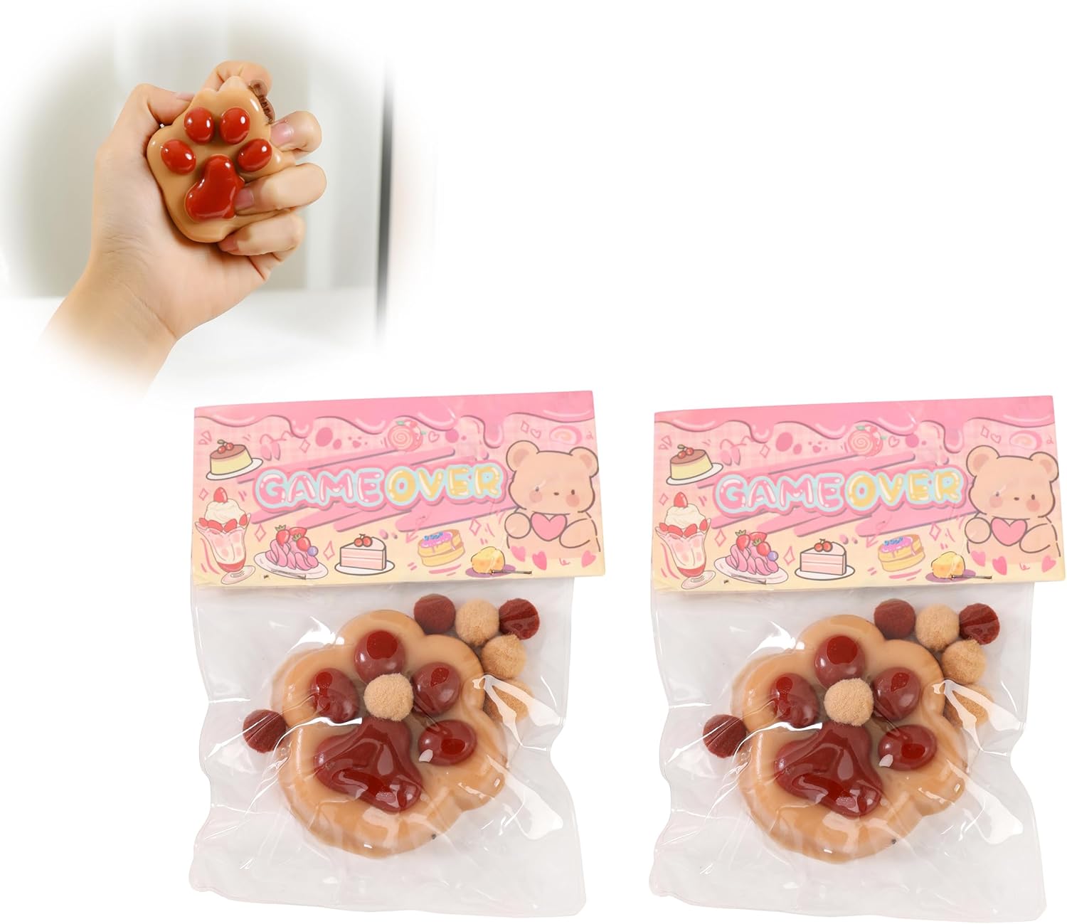 2PCS Taba Squishy Cat Paw Squeeze Toys,Sensory Fidget Toy for Your Best Mellow and Chill,Birthday Gift, Squishy Toys for Adults (Chocolate-2PCS)