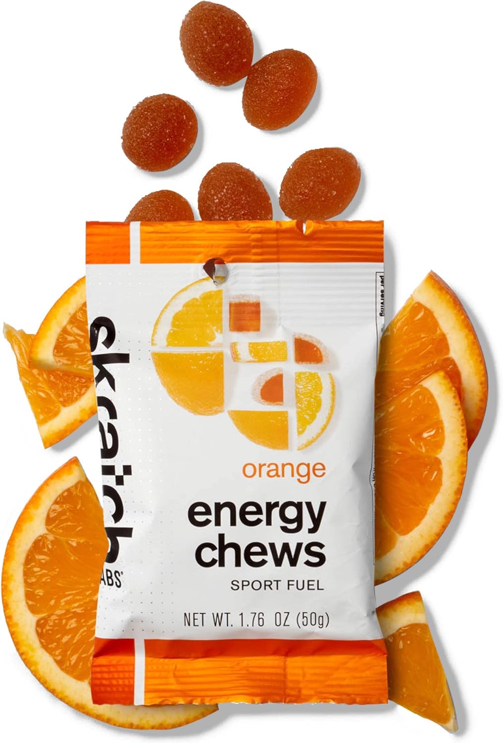 Skratch Labs Energy Chews | Energy Gummies for Running, Cycling, and Sports Preformance | Energy Gel Alternative | Orange (10 Pack) | Gluten Free, Vegan