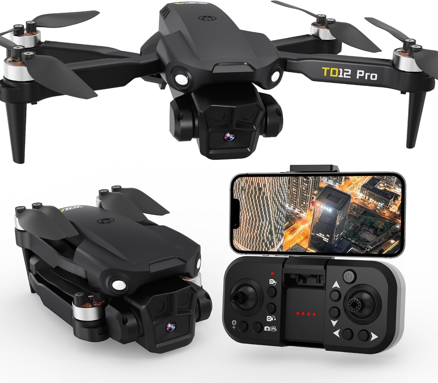 Toladrone Foldable Mini Drone with 4K Camera, TD12PRO Brushless Motor Drones for Beginners, Level 3 Wind Resistance, Speed Adjustment, APP Control, RC Quadcopter with Carrying Case