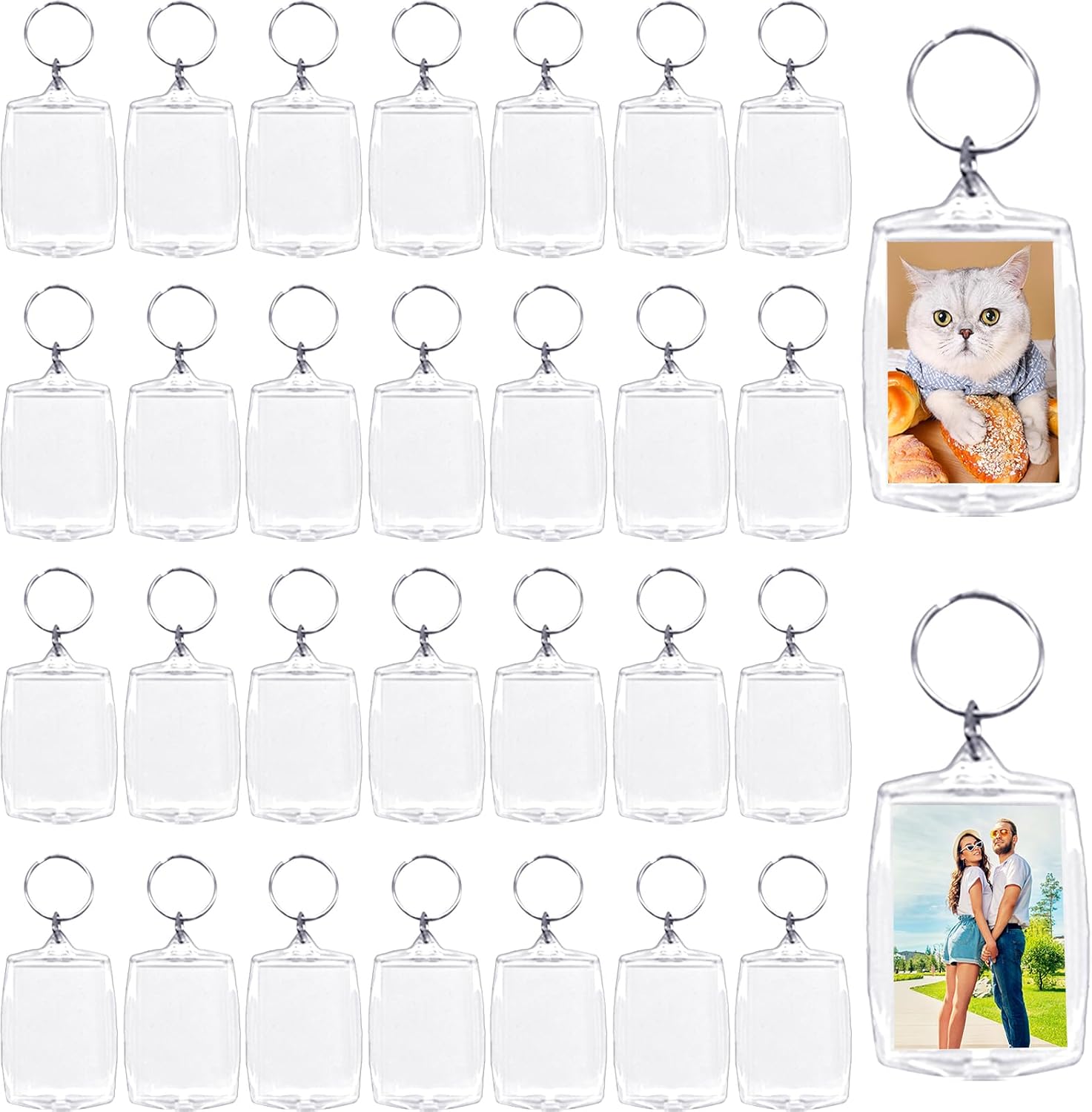30 pcs Acrylic Photo Frame Keyring,2.16 x 1.5 Inch/5.5 x 4 cm Personalized Keychains,Clear Picture Keychain as Gift,Suit for Artwork