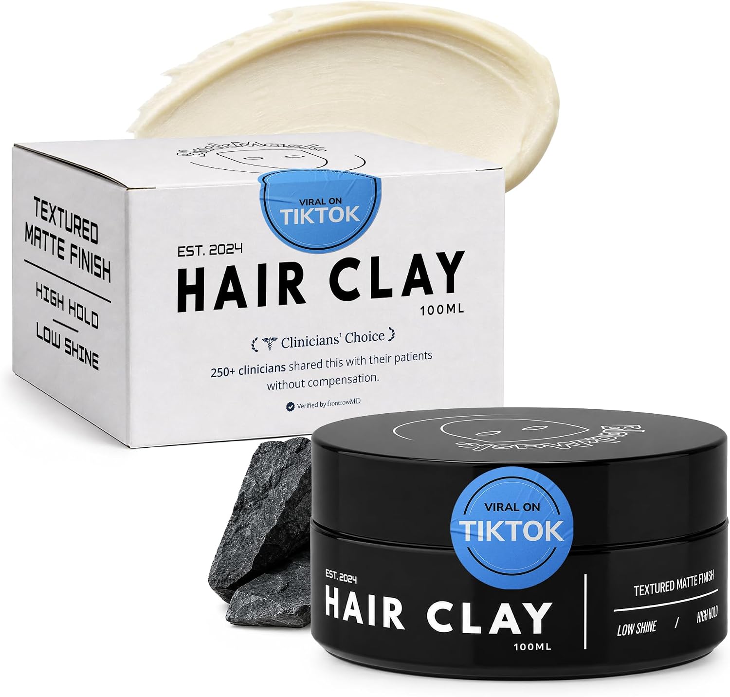 BlackMask Hair Clay for Men (3.52 oz) Matte Finish with Strong Hold, Hair Styling Clay, Adds Texture & Volume