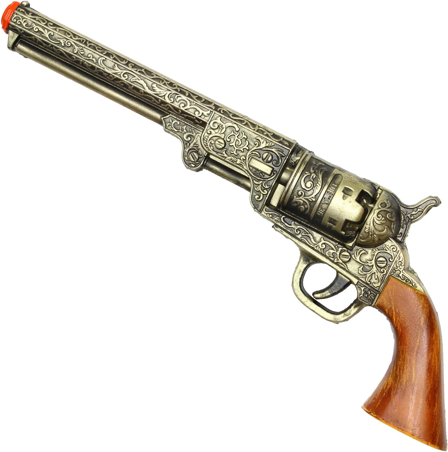 13-Inch Decorative Western Classic Revolver Style, Body SMB-110 with Ornate Engravings, Suitable for Decoration, Collecting, Costuming and Cosplay, Role-Playing, Halloween (Gold)