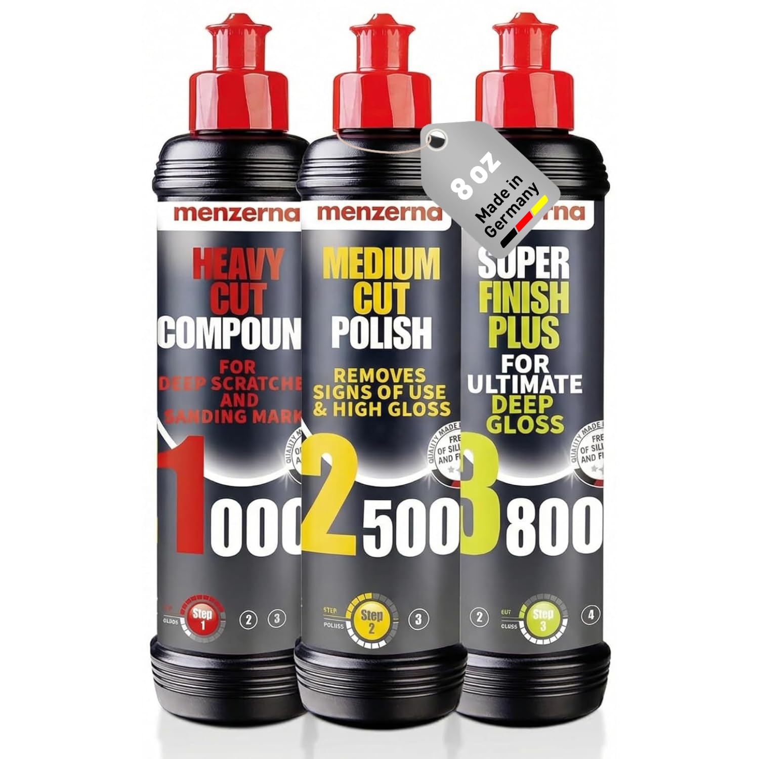 menzerna Polishing Set 8 oz I HCC1000, MCC2500 I 3800 I 3-Step System