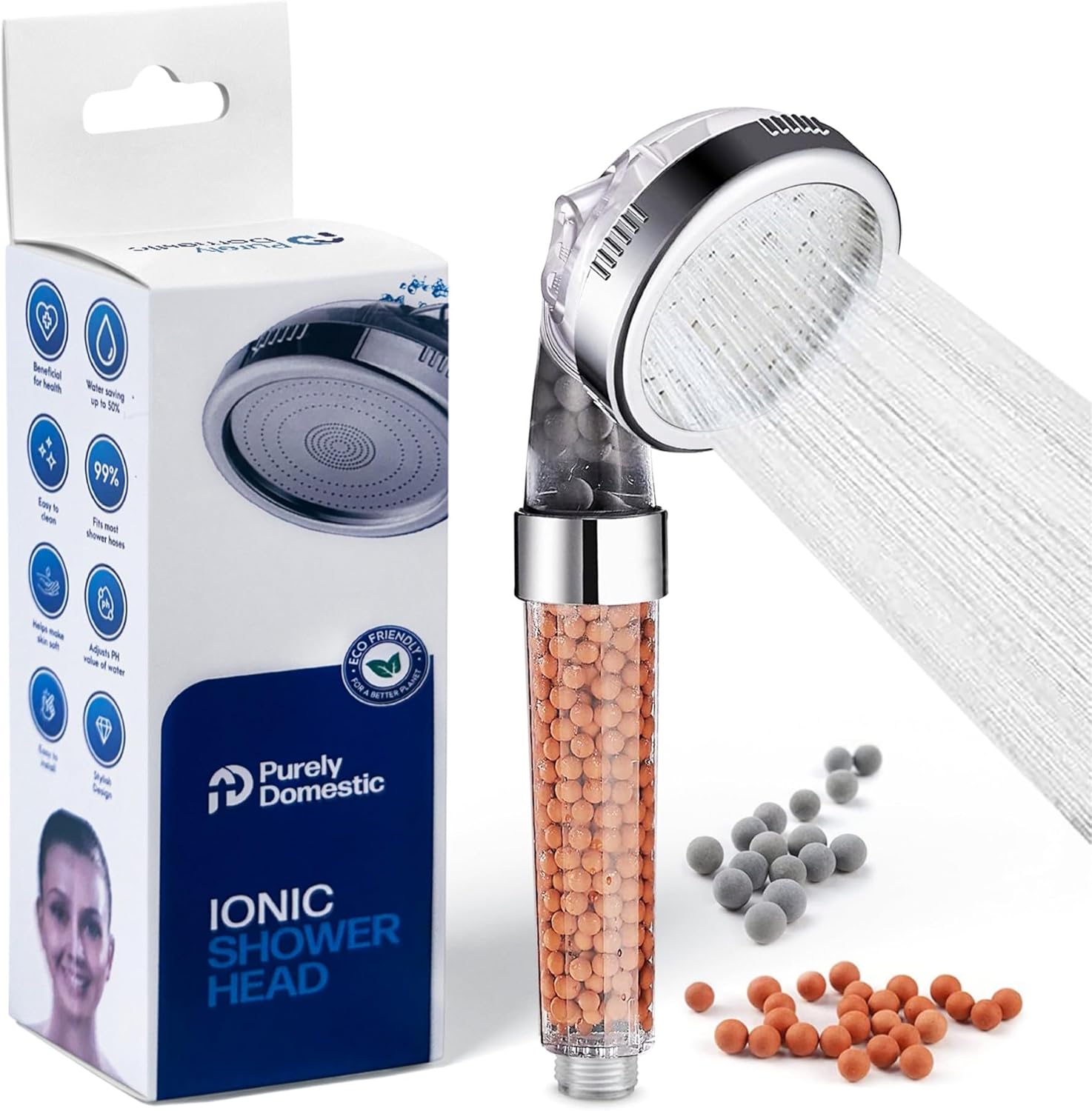 LUX Filter Shower Head High Pressure with Ionic Beads Handheld Filter for Low Pressure