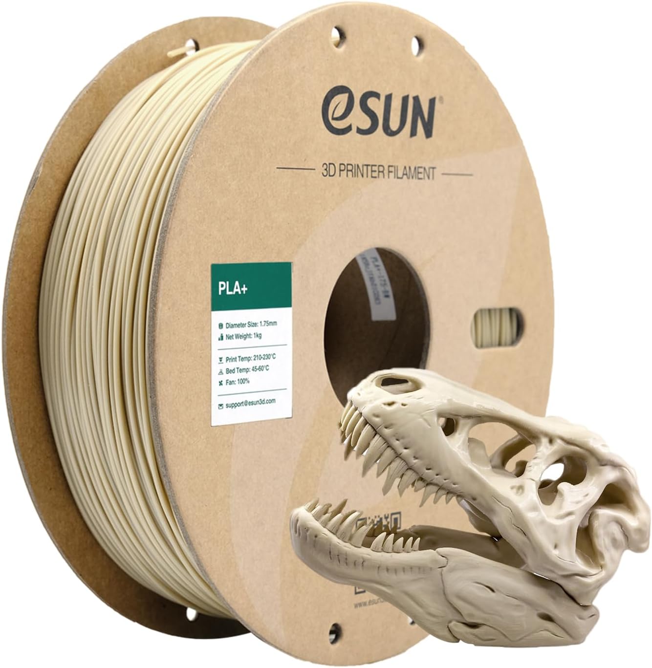 eSUN PLA+ Filament 1.75mm, Enhanced Toughness 3D Printer Filament PLA Plus, Dimensional Accuracy +/- 0.03mm, 1KG Spool (2.2 LBS) 3D Printing Filament for 3D Printers, Bone White