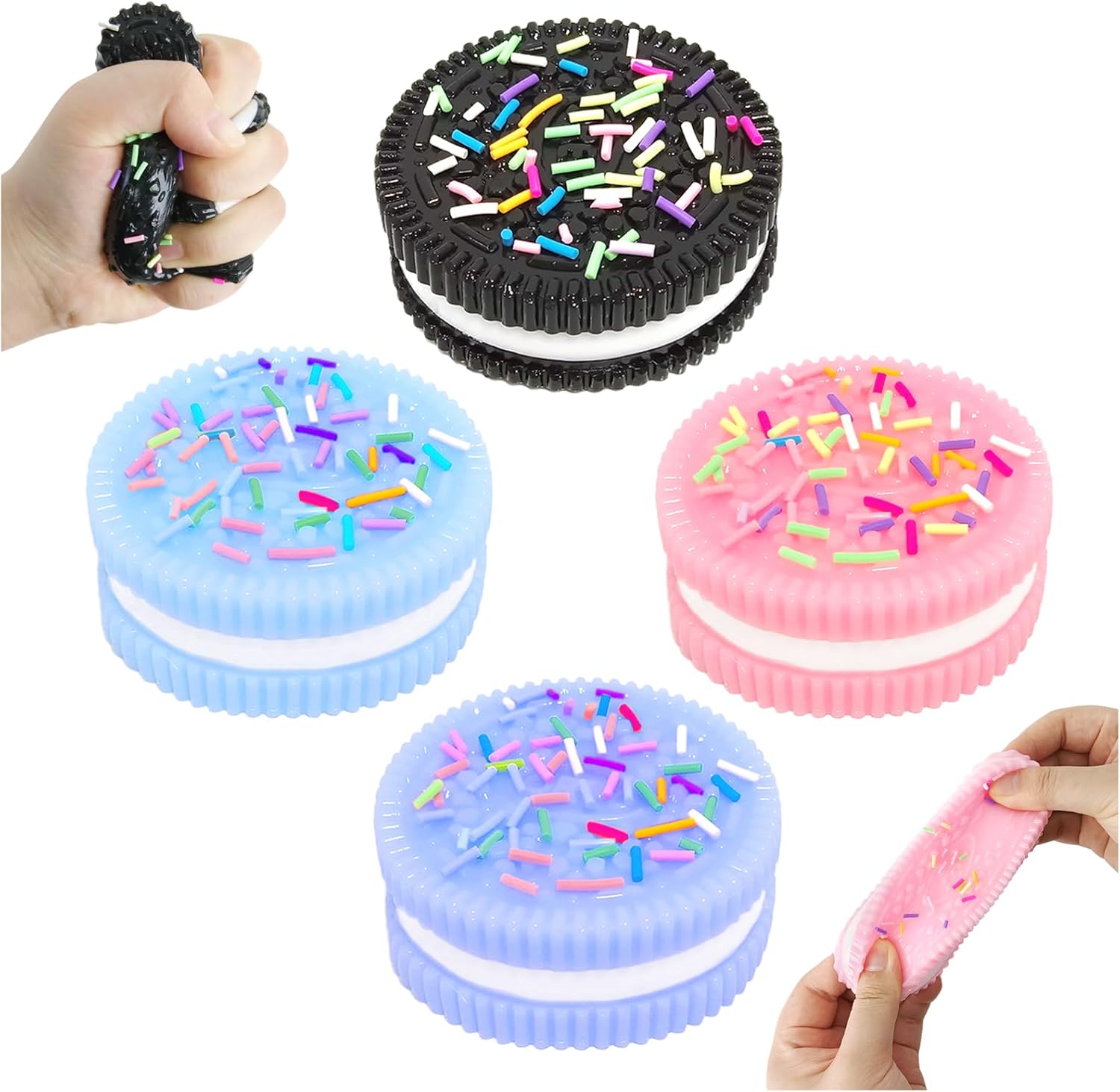 Audasi 2Pcs Taba Squishy Age 3+ for Oreo Biscuit Stress Relief Toy - Pinching Simulation Ultra Soft Decompression Stress Ball Squeeze Toys for Anxiety Relief - Kids and Adults