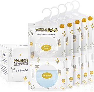 Vacplus Moisture Absorbers Packets, Fragrance Free 5 Pack, Humidity Packs, Dessicant Packets, Hanging Closet Dehumidifier Bags, Odor Eliminator for Bathroom 9.8OZ