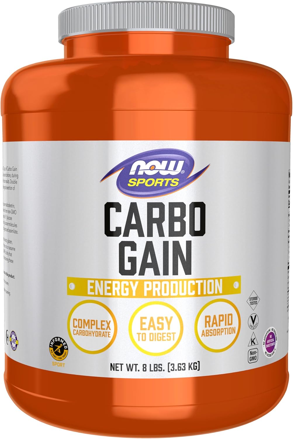 NOW Foods Sports Nutrition, Carbo Gain Powder (Maltodextrin), Rapid Absorption, Energy Production, 8-Pound