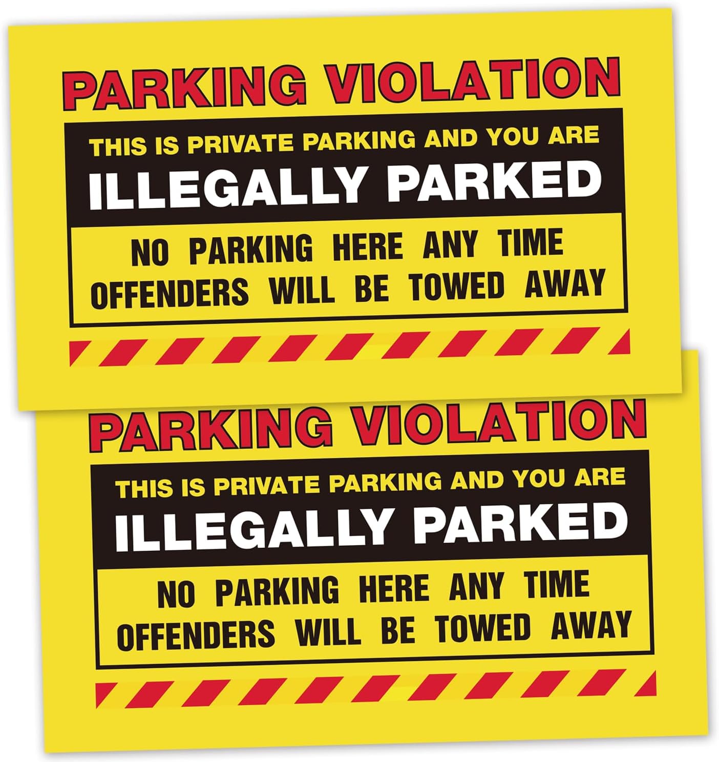 50 Parking Violation Stickers "Warnings, YOU ARE ILLEGALLY PARKED", No Parking Stickers, bad parking stickers Hard To Remove Tickets for Car Window, (5" X 9" Yellow)