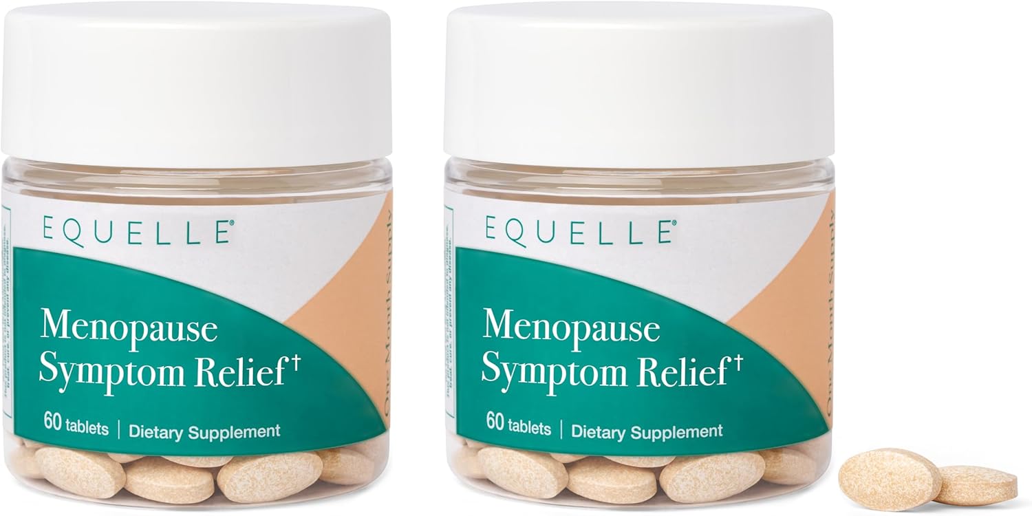 EQUELLE Menopause Multi-Symptom Relief - Women's Health Support for Hot Flashes, Sleep*, Muscle Aches & More - Hormone-Free** Supplement with Plant-Based Ingredient S-Equol - 60 Tablets (2 Pack)