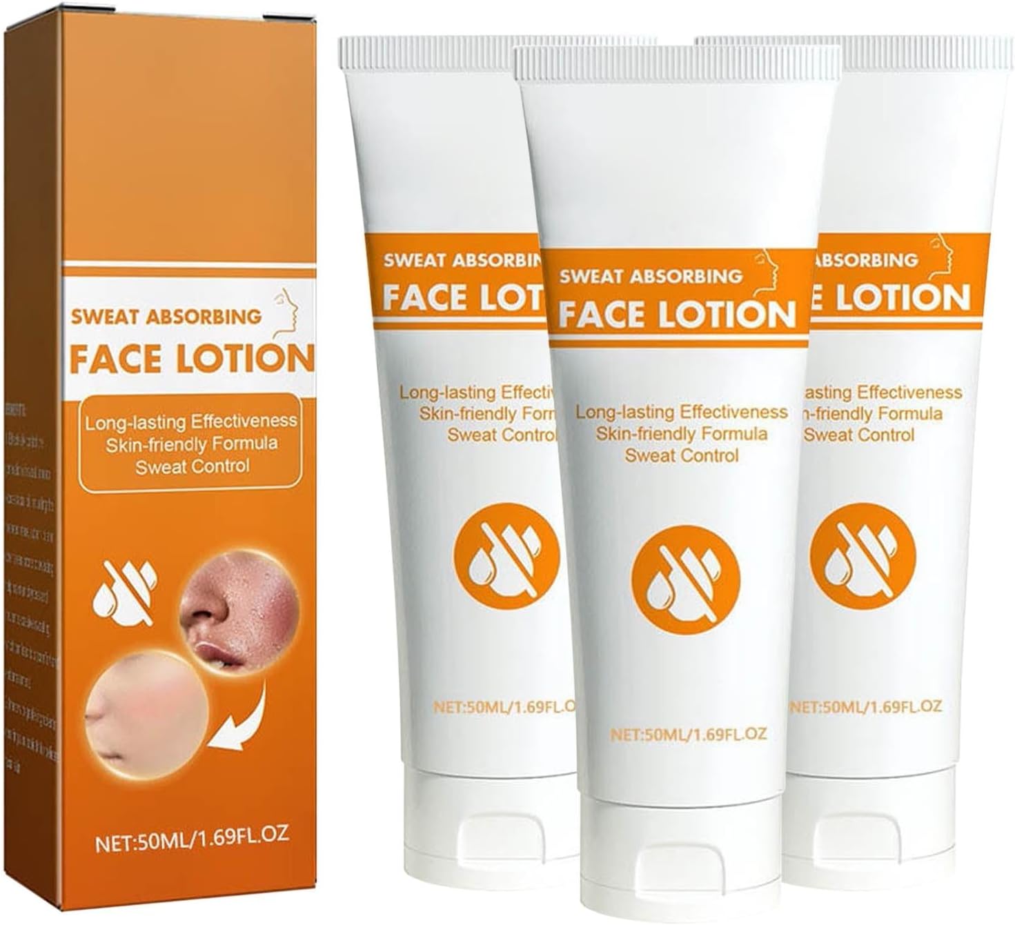 Face Antiperspirant, Sweat Absorbing Face Lotion, Face Sweat Blocker, Anti-Sweat Against Heavy Sweating on the Face, Forehead, Scalp and Oily Face Control, For Men and Women (3)