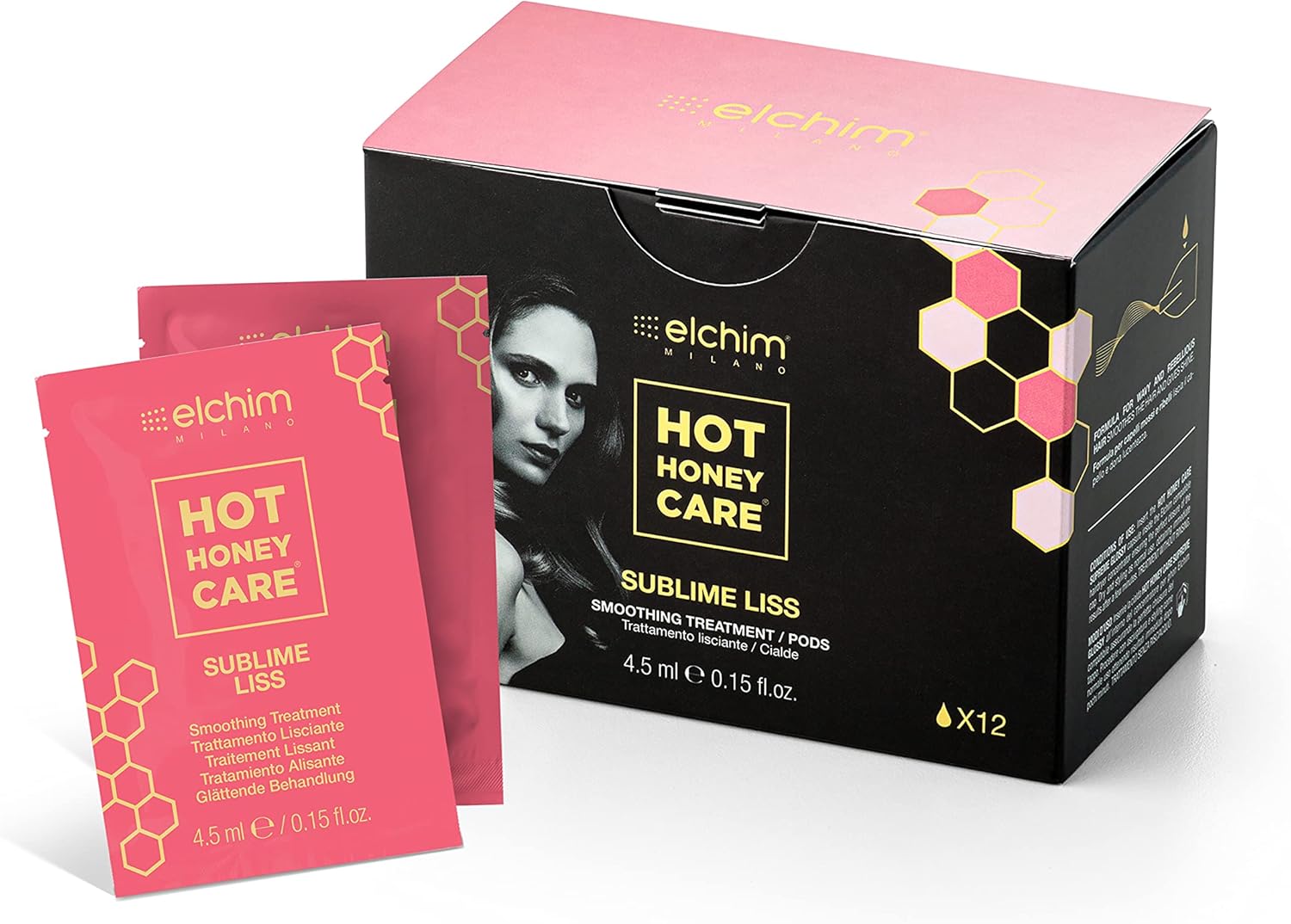 Elchim Hot Honey Care Intensive Conditioning System - Sublime Liss Smoothing - Box of 12 Refill Treatment Pods