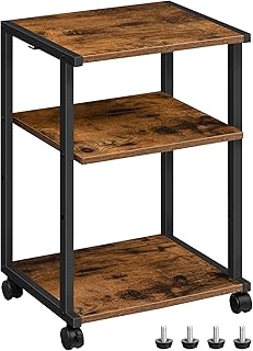 HOOBRO Mobile Printer Stand, 3-Tier Printer Cart Under Desk with Storage, Industrial Adjustable Rolling Cart, Sturdy Little Table on Wheels for Home Office BF28PS01