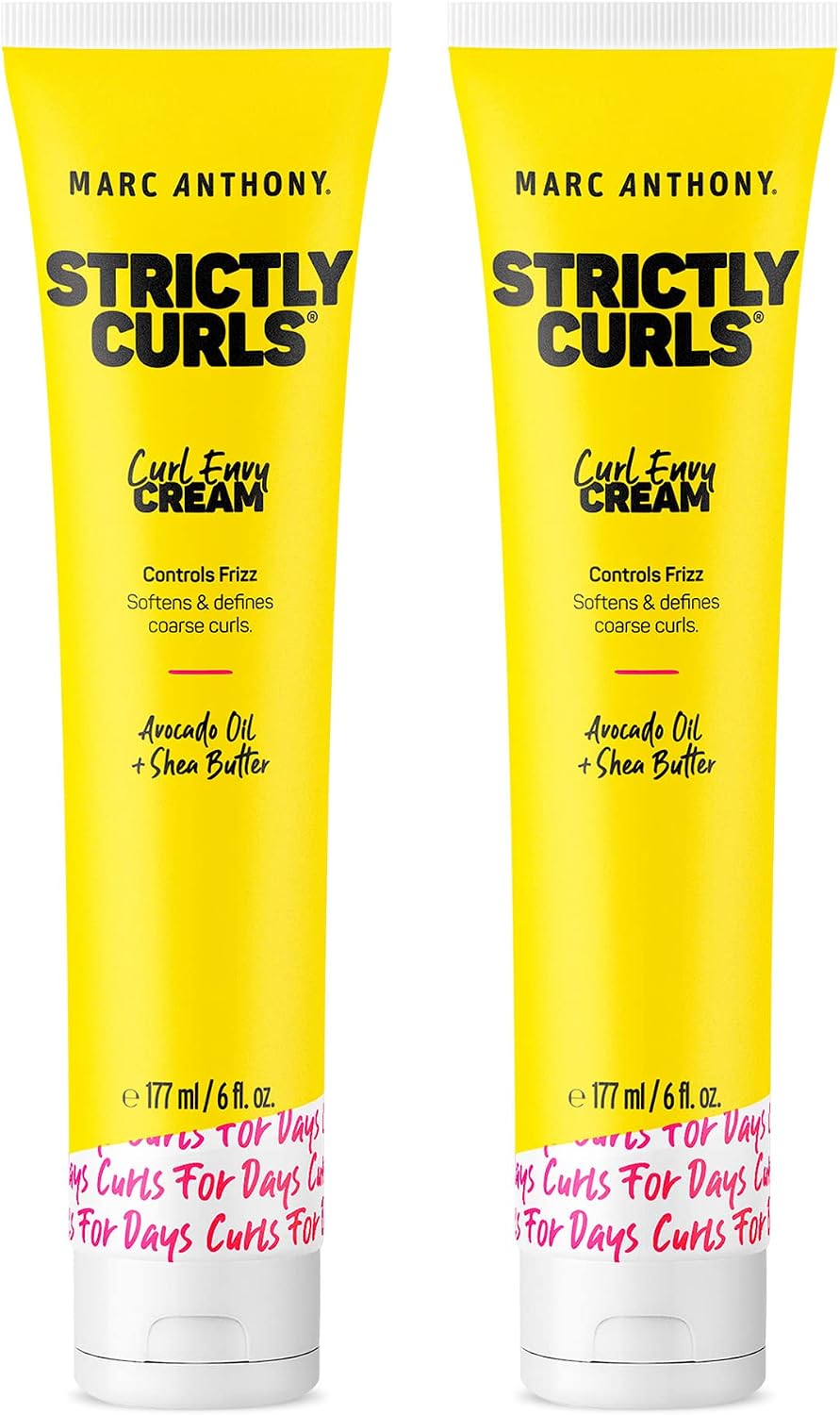 Marc Anthony Curl Enhancing Cream, Strictly Curls - Shea Butter, Vitamin E & Avocado Oil Softens & Defines Coarse Curls - Sulfate-Free Anti-Frizz Styling Product For Curly, & Wavy Hair - 2 Count