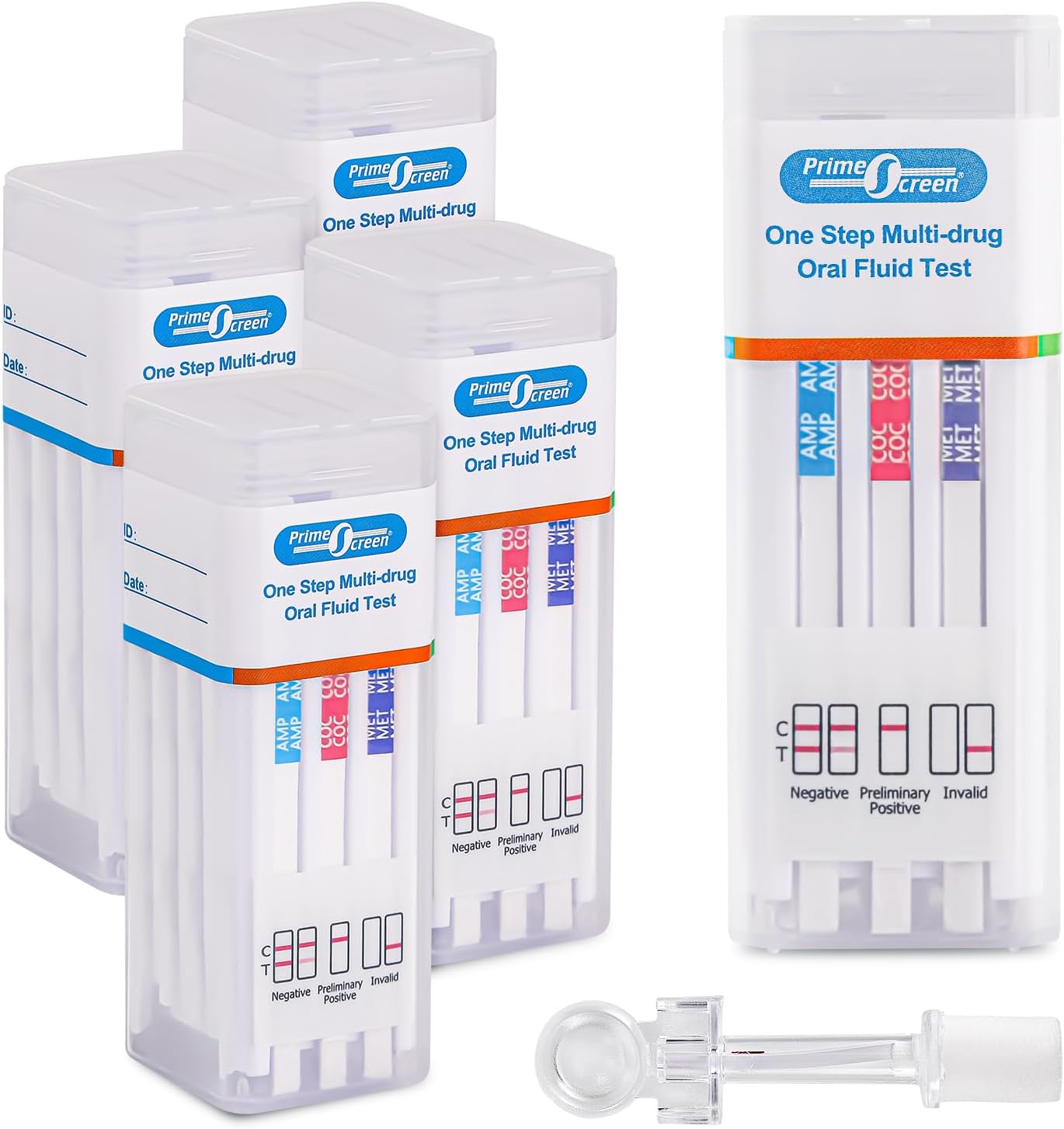 PrimeScreen Drug Testing Kits 7 in 1 Saliva Drug Test Oral Fluid Testing for Cannabis Cocaine Speed Heroin Oxy PCP MET