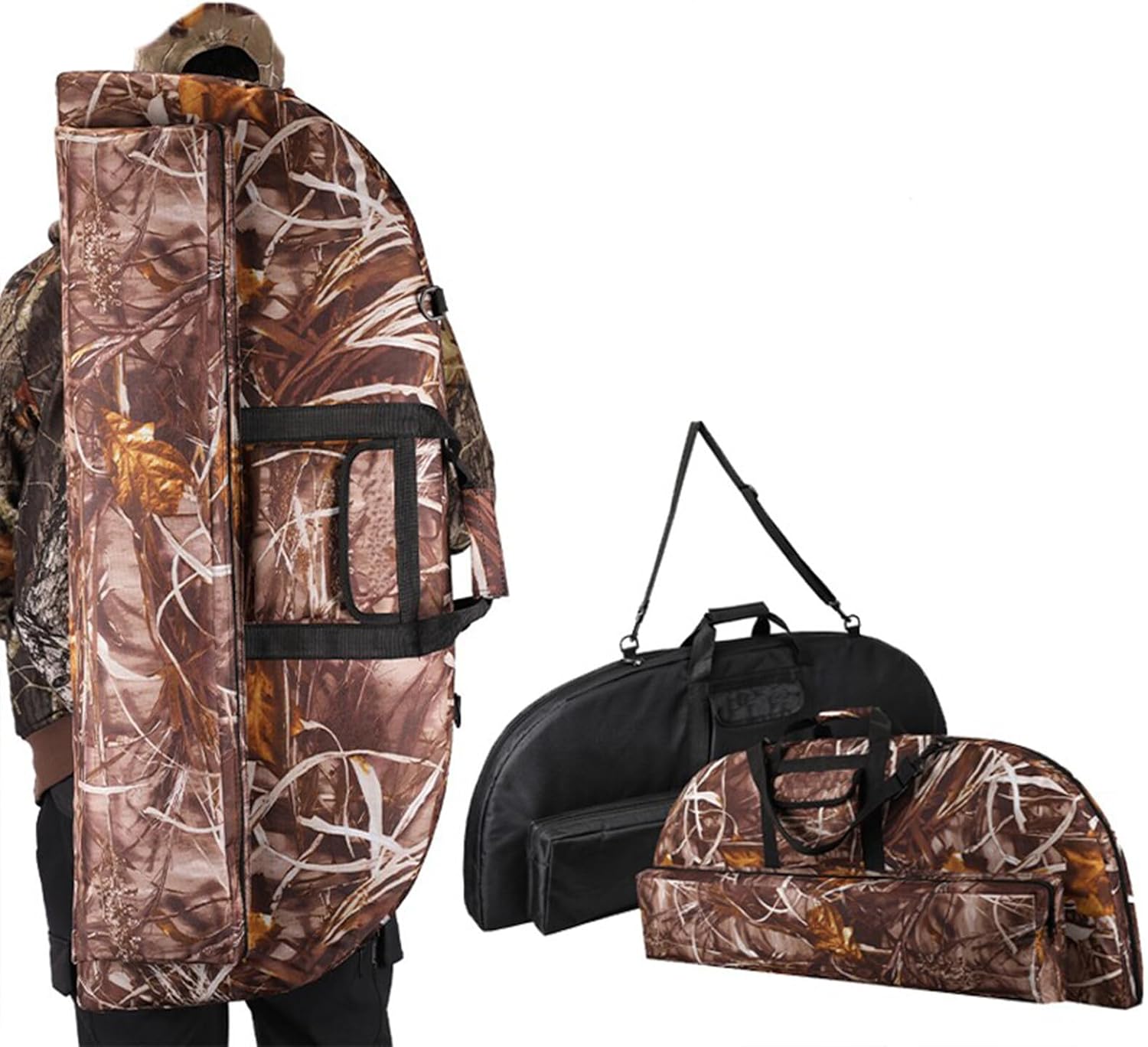 Yuehuamech Archery Compound Bow Backpack Multiple Pockets Portable Holdall Carry Pouch Large Capacity Durable Storing Bow Case Carrier Holder Case for Outdoor Hunting Shooting Training