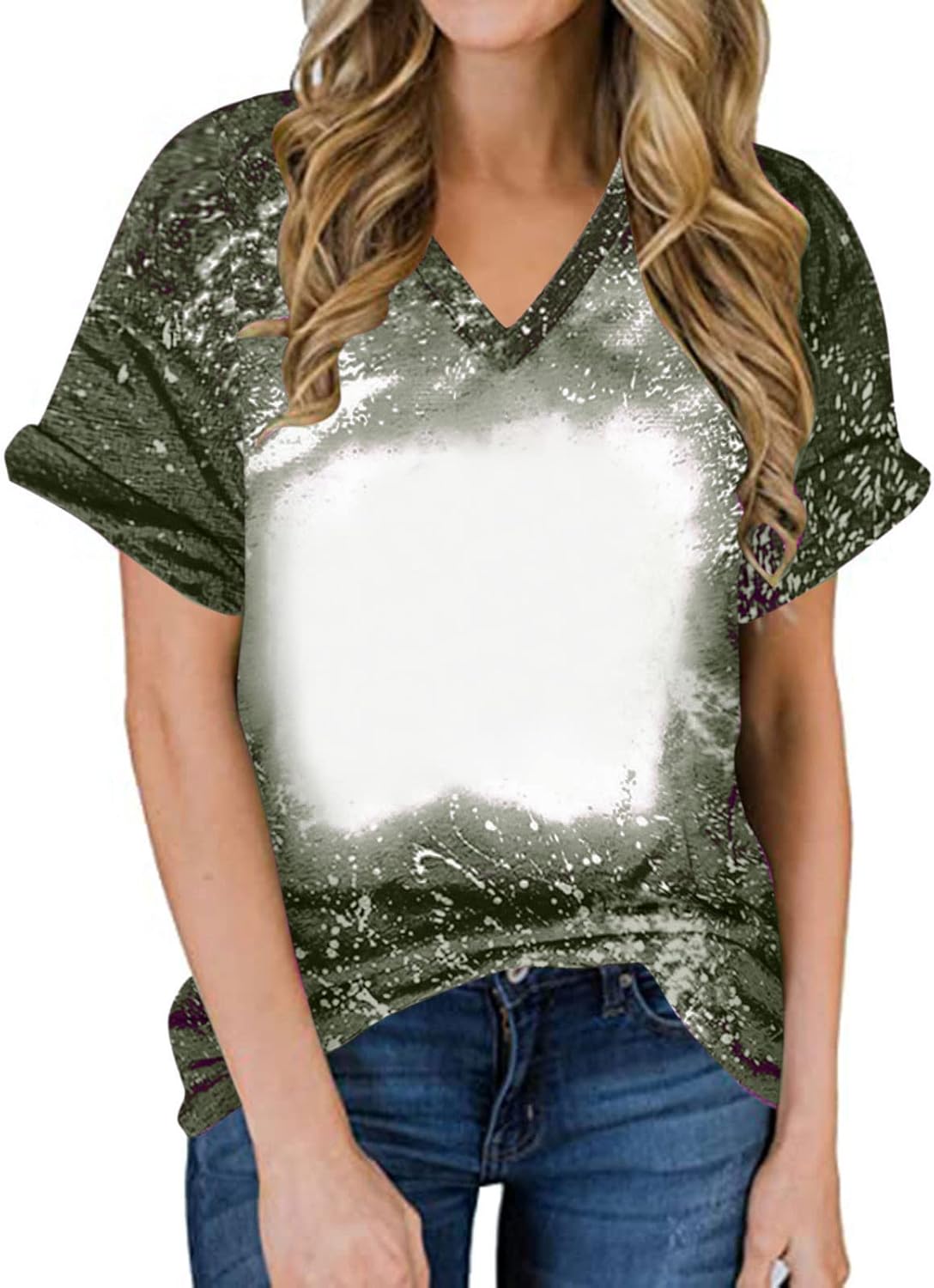 Ceboyel Womens Bleached Sublimation Blank Shirts Short Sleeve Graphic Tees Tops Casual Blouses Funny Summer Outfits Clothes