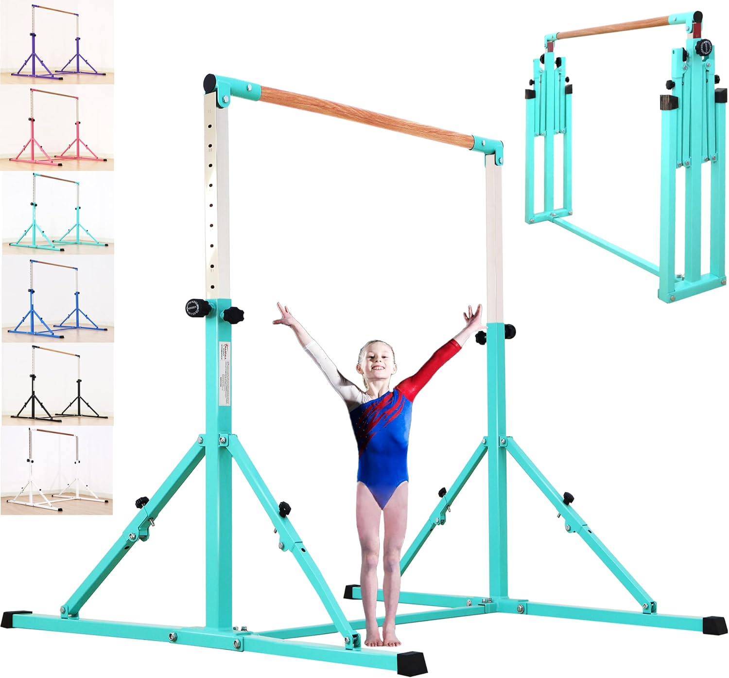 MARFULA Adjustable 5 Ft Folding Gymnastics Kip Bar for Kids Ages 3-18