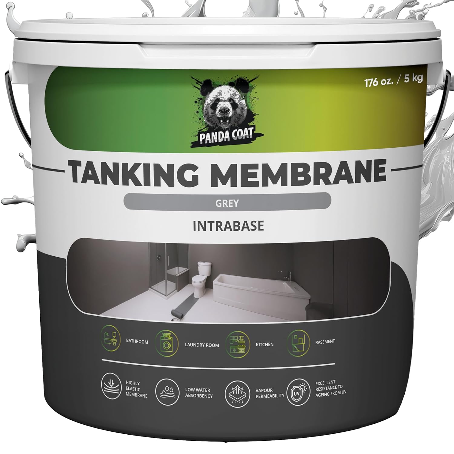 Pandacoat Liquid Rubber Waterproof Sealant – Water-Based, Non-Toxic Rubber Membrane Bathroom Sealant for Tiles for Interiors –Fast Drying - No Drips, No Smell (5 kg)