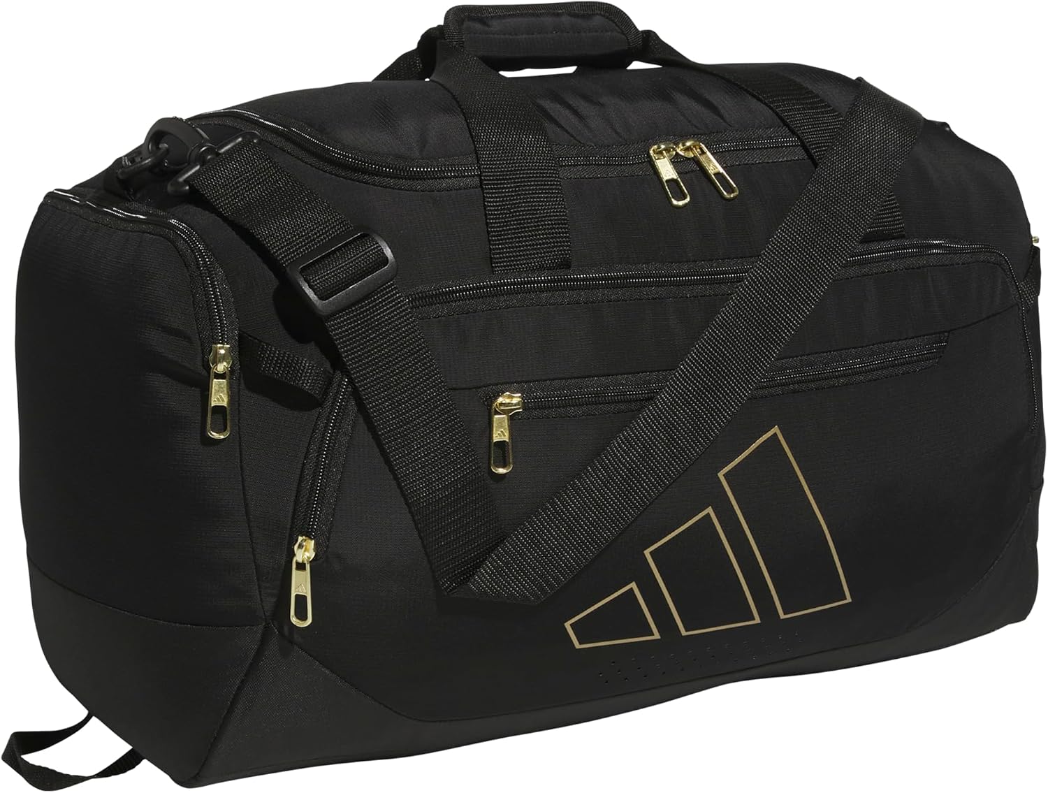 adidas Defender 5 Duffel Bag for Sports, Gym and Travel, Black/Gold Metallic, OSFA