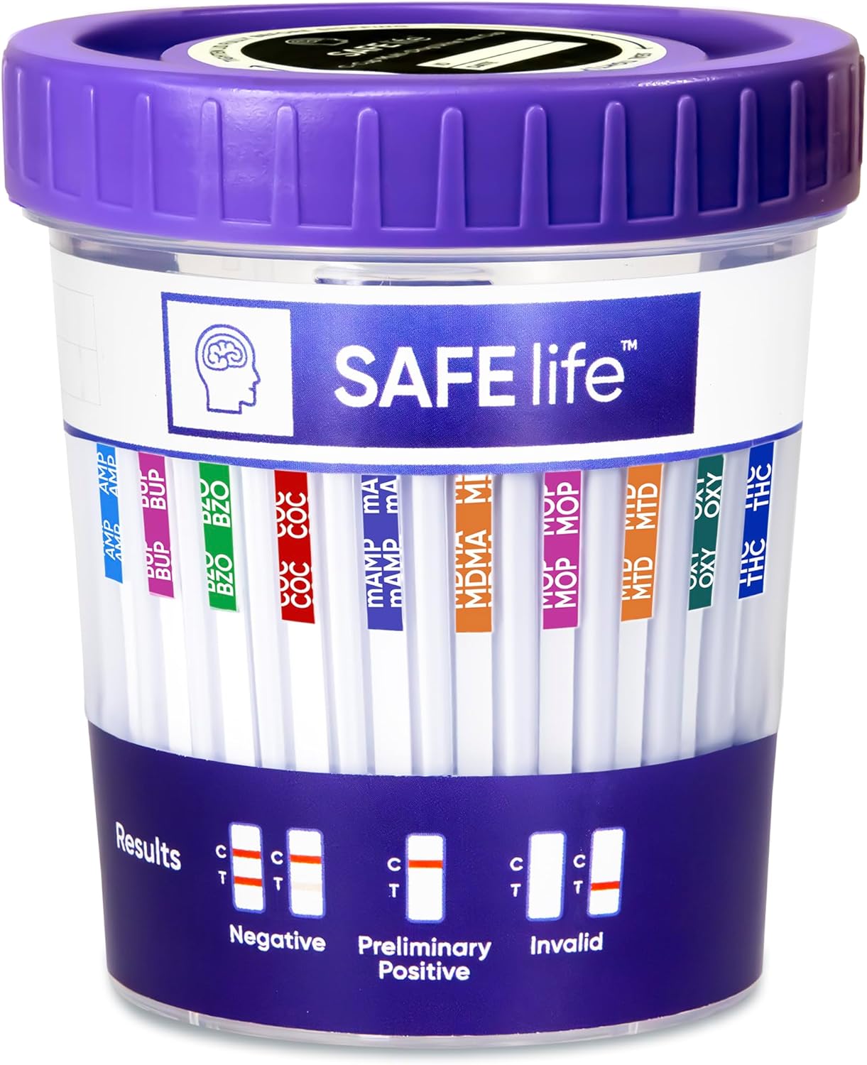 SAFE LIFE [25] Pack- 10 Panel Multi Drug Urine Test Cup (THC 50, AMP,BUP,BZO,COC,mAMP/MET,MDMA,MOP/OPI,MTD,OXY)-Highly Sensitive- Fast Result in 5 Mins