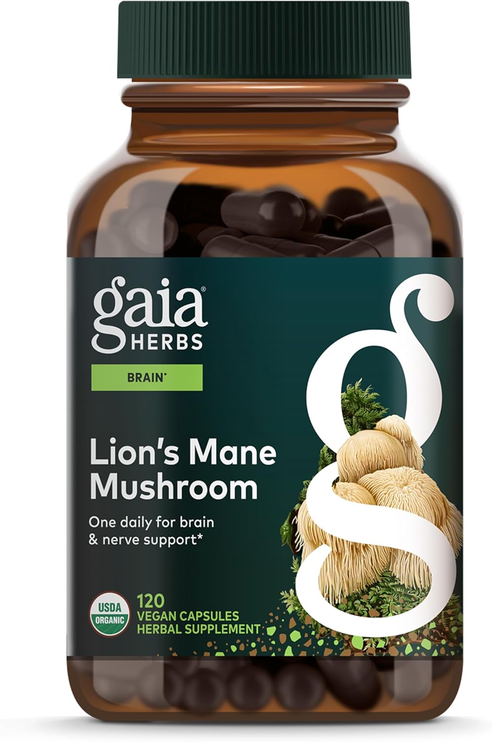 Gaia Herbs Lion’s Mane Mushroom - Brain & Nerve Health Support - 120 Vegan Capsules