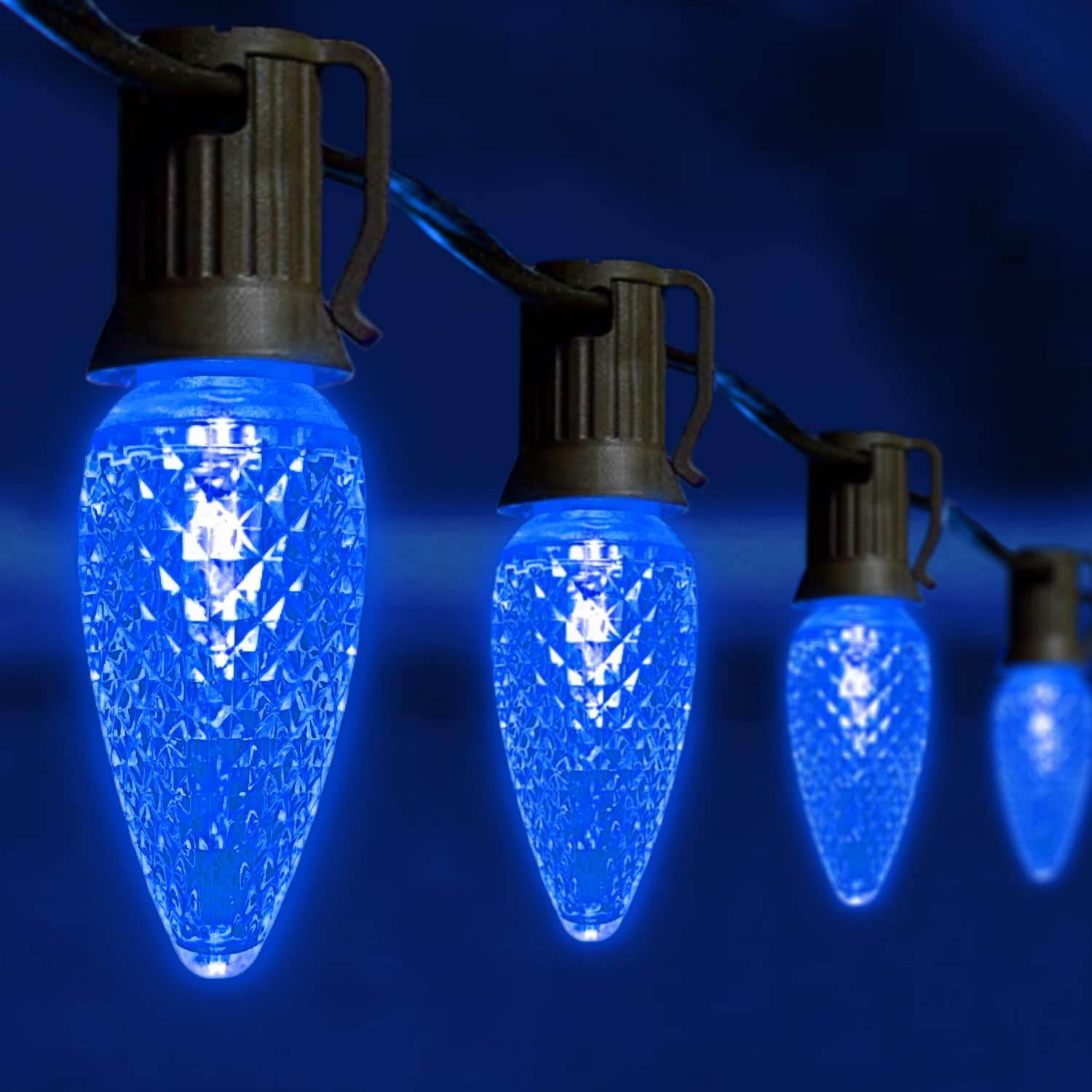 Minleon C9 Christmas Lights LED Light Bulbs Holiday Decoration |Commercial Grade Christmas Decor for Indoor & Outdoor Use |3 SMD LEDs in Each Light Bulb |Set of 25 C9 LED Replacement Bulb (Blue)