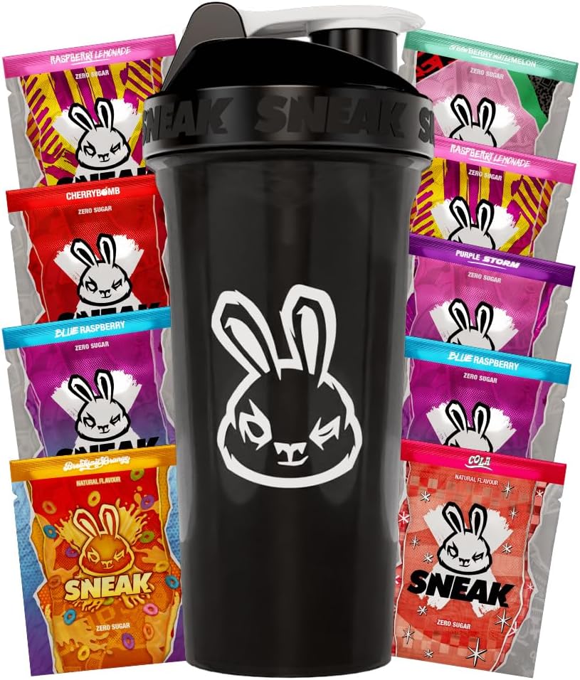 SNEAK Energy Drink Starter Pack | 9 Sachets with Monochrome Shaker | No Sugar. No Nasties. Just Natural Caffeine, Focus-Boosting Nootropics