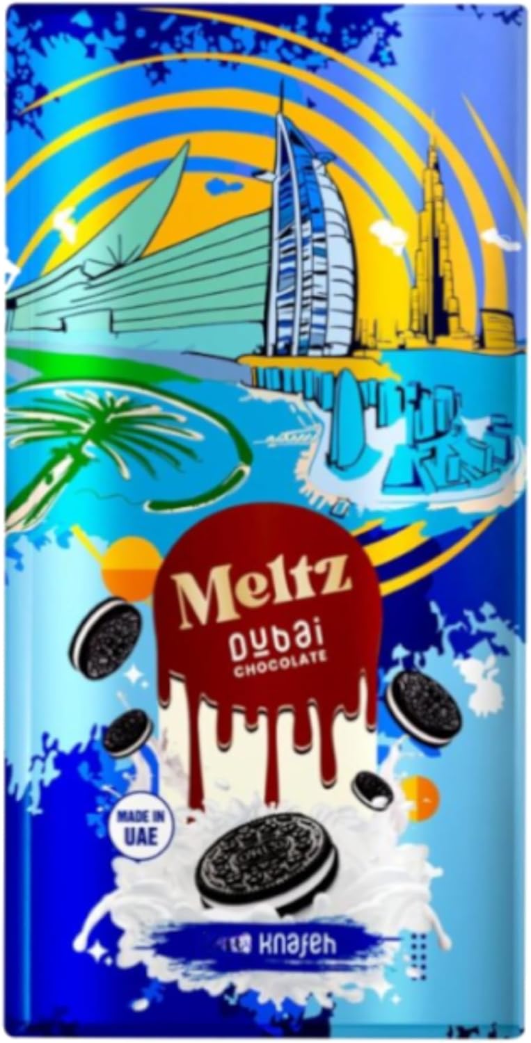 Meltz Dubai O.r.e.o Knafeh Chocolate Bar – Premium Milk Chocolate with Kunafa Filling – Authentic Middle Eastern Dessert – UAE Import – 192g