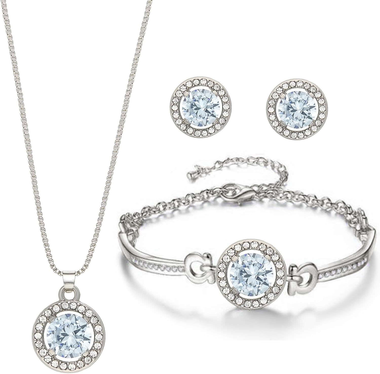 Suyi Jewellery Sets for Women Cubic Zirconia Necklace Earrings Jewellery Set Bridal Wedding Jewelry