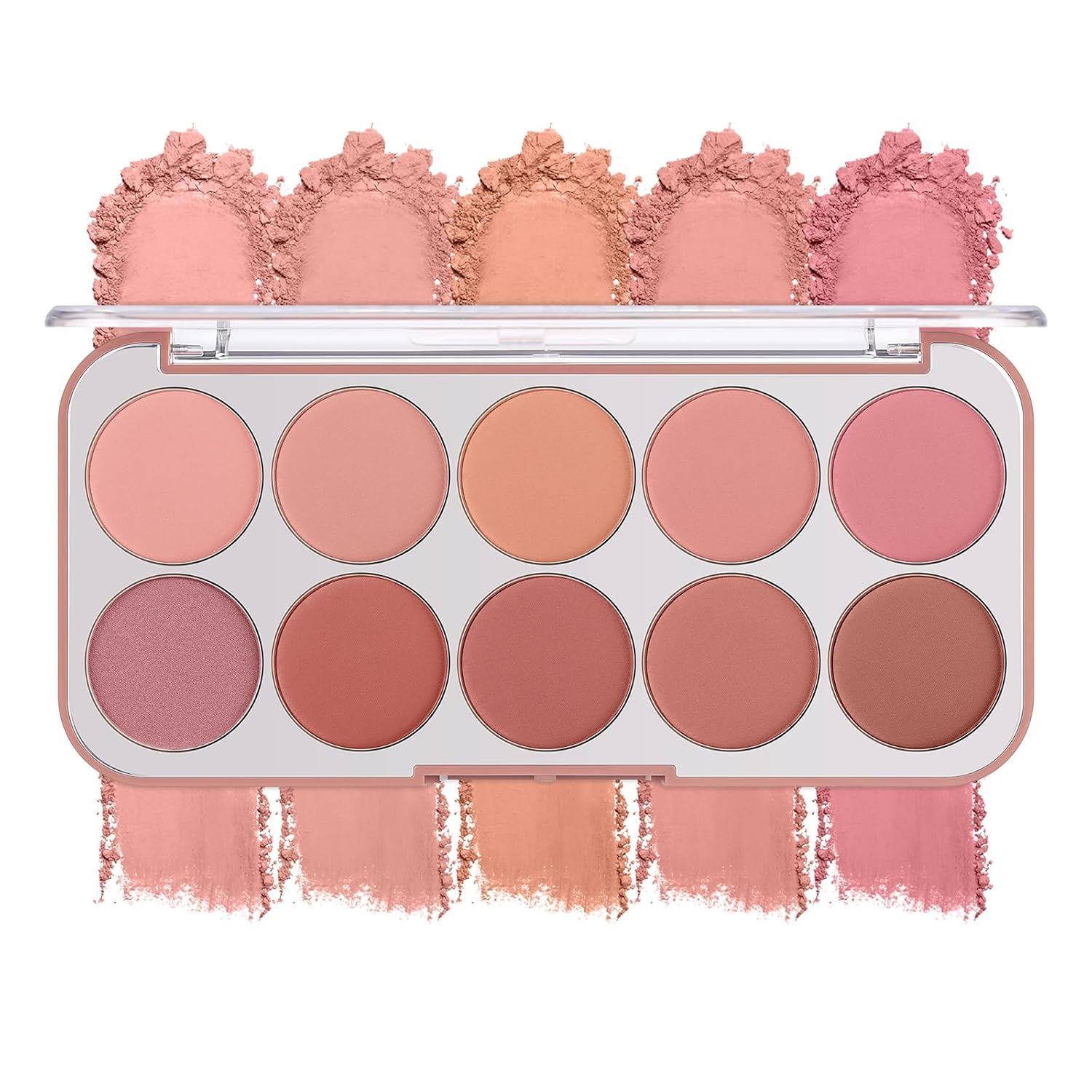 10 Color Blush Palette: Lightweight Face Powder Blush - Smooth Long-lasting Makeup Powder For Cheeks - Buildable Color Women Makeup Blush