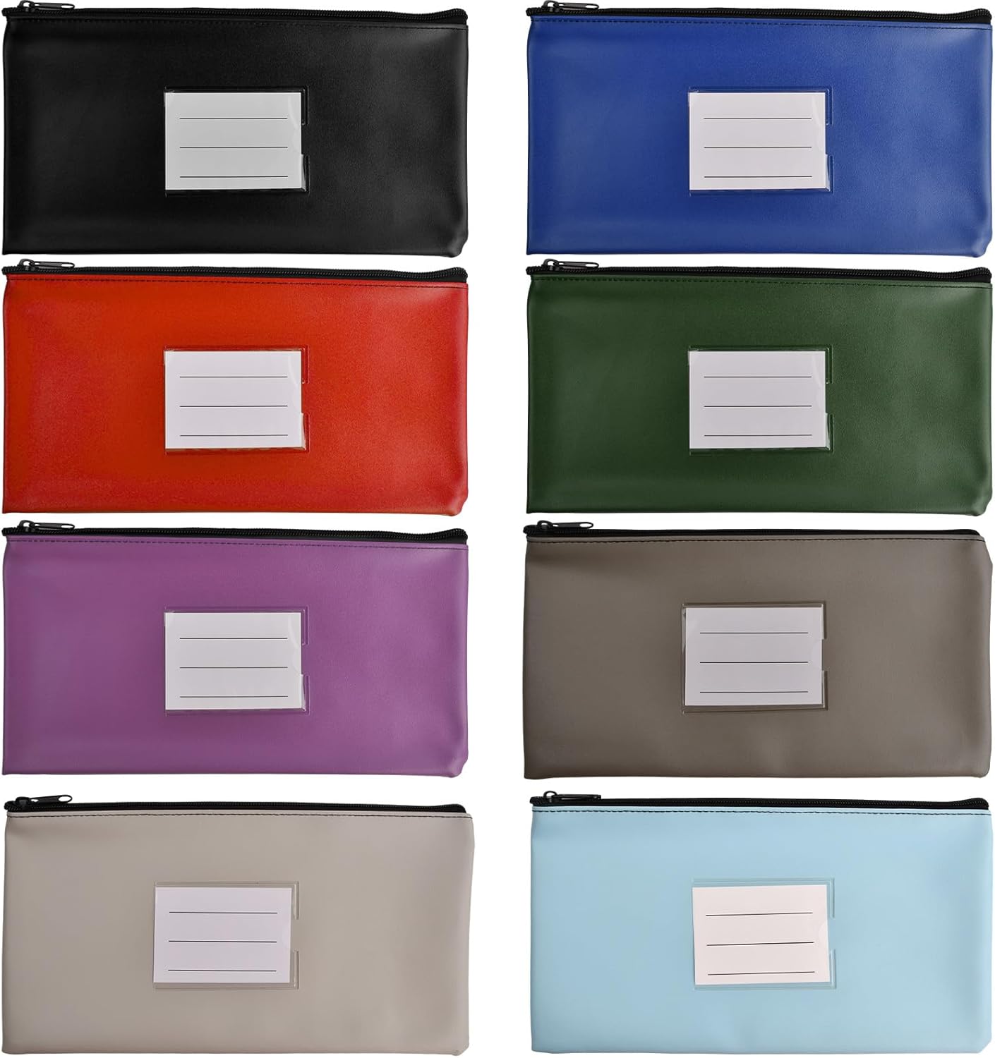 8 Colors Money Bag Bank Deposit, Colorful A5 Zipper Banknote Document Wallet Pouch with Window Card, PU Leather Makeup Bag Waterproof Pencil Pen Case Coin Bags Men Women, A5 File Folder for Note Cash