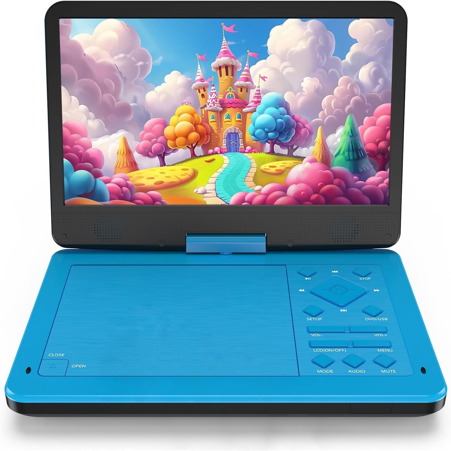 12.5-inch Portable DVD Player with 10.5-inch HD Screen, Portable Design for on-the-go Viewing.Supports 5 Hours of Battery Life.CD/DVD/SD Card/USB Compatible,Region Free (Blue)