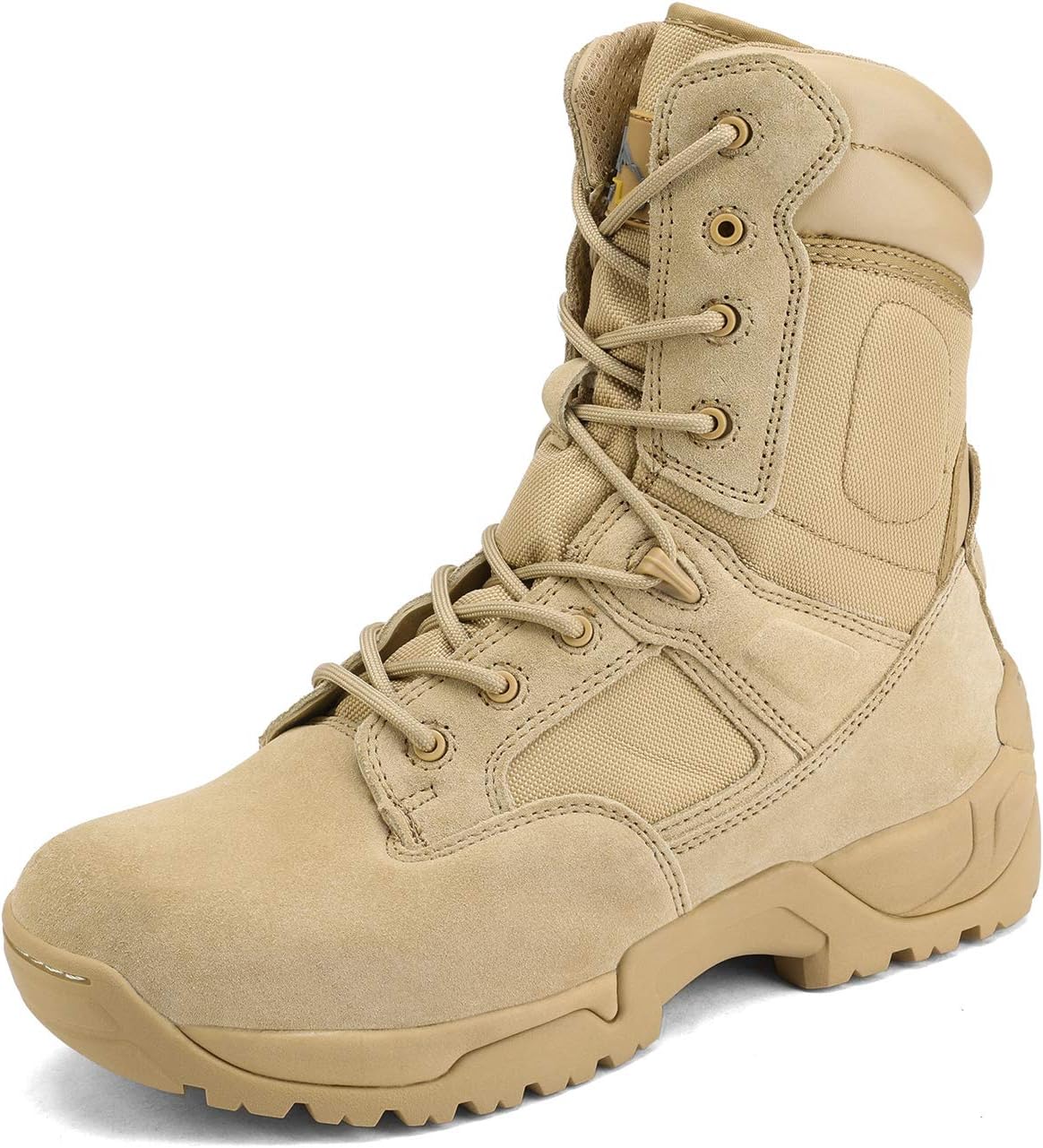 NORTIV 8 Mens Military Tactical Work Boots Hiking Side Zip Leather Outdoor Motorcycle Combat Boots Response