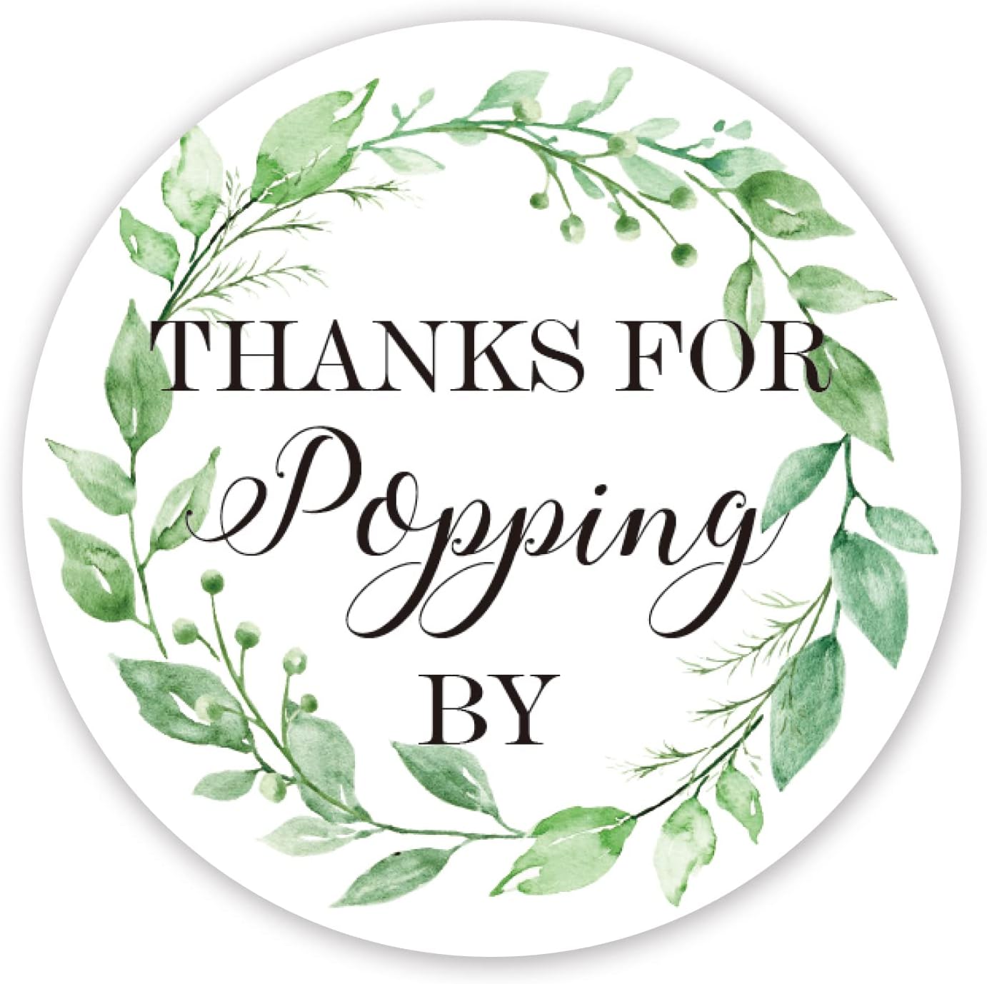 TENTADO 50 Greenery Thanks for Popping by Stickers - Baby Shower Favour Stickers, Baby Shower Stickers for Wedding Favors, Bridal Showers, Birthdays, Parties, 2 Inch.
