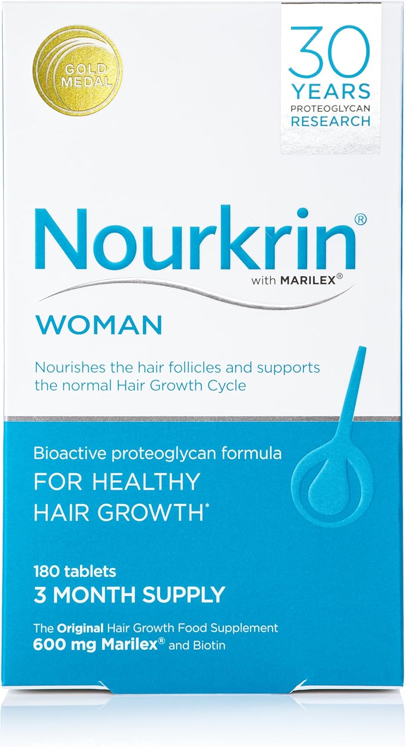 Nourkrin Woman for Healthy Hair Growth food supplement with Marilex, biotin and silica 180 tablet pack (3 month supply)