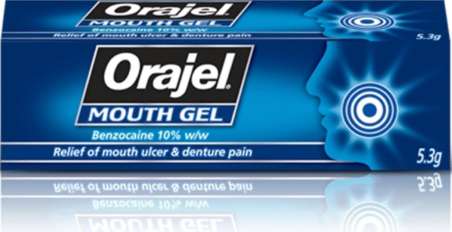 Orajel Mouth Ulcer and Denture Pain Relief Gel, Fast Numbing Action, 5.3g | Fast Mouth Ulcer Treatment, Denture Pain Relief, Easy-Apply Numbing Gel, Targeted Relief