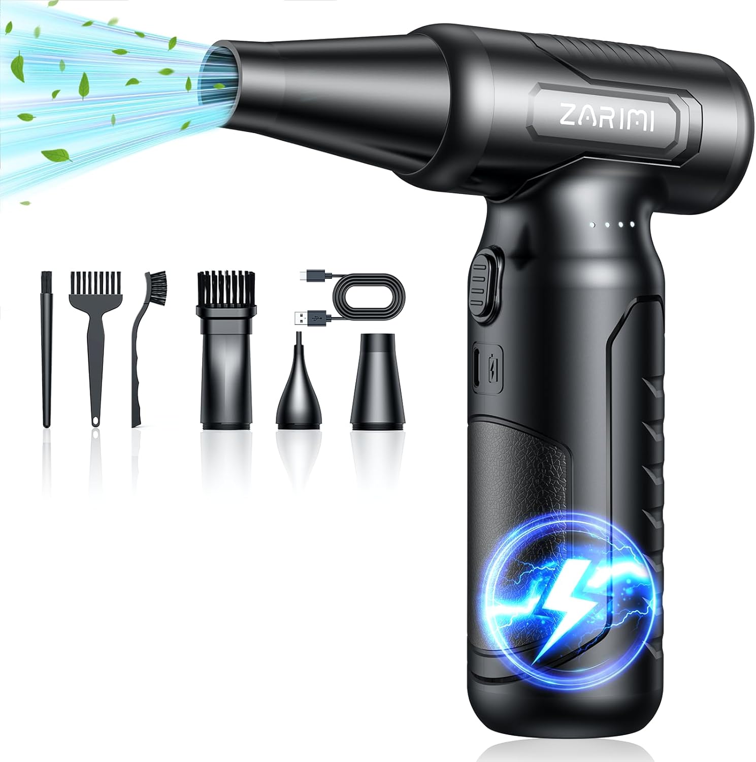 Electric Compressed Air Duster 330000 RPM - Cordless Rechargeable Air Blower for PC/Computer Cleaning, Keyboard, Electronics, Car & Home Dusting, Replaces Air Cans (Powered Turbo Fan Duster)