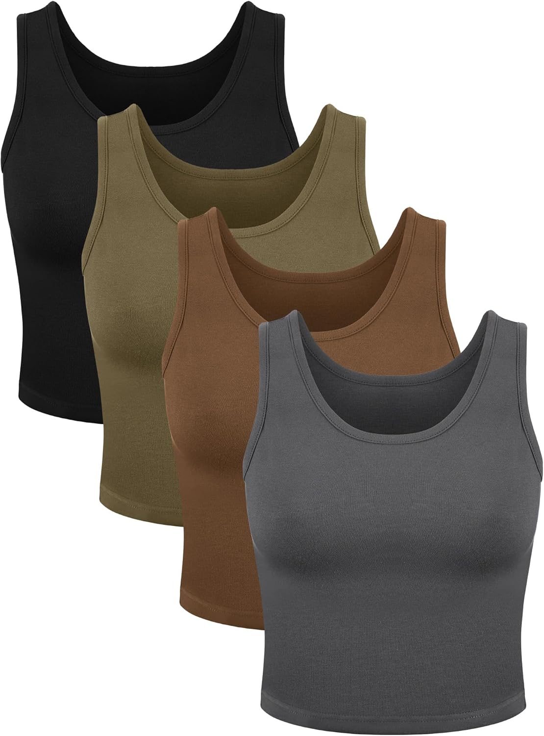 4 Pieces Women Basic Crop Tank Top Short Sleeveless Sports Crop Top