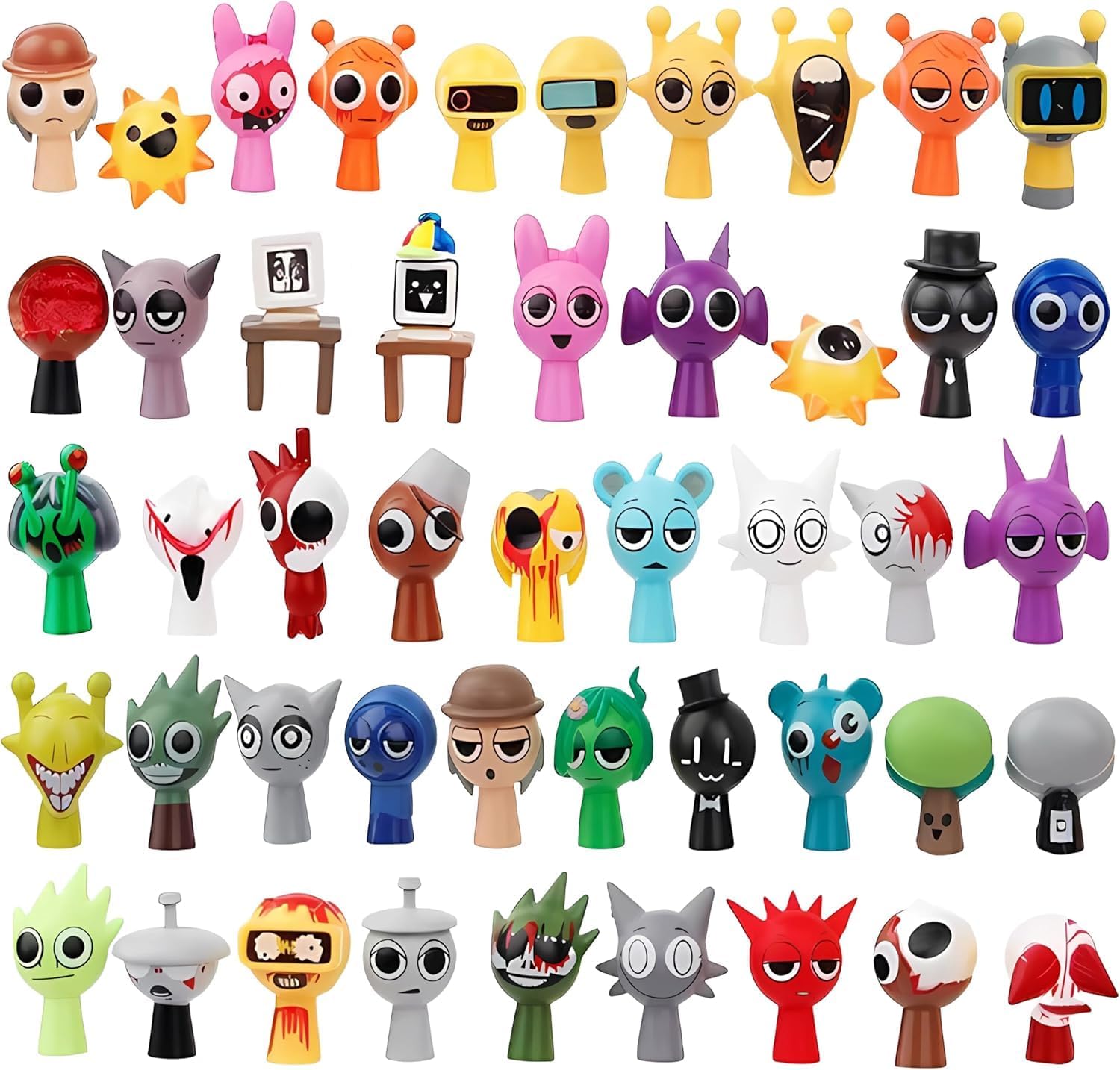 sprunki Toys Action Figures Mystery Box, Office Room Figurine Decor for Adults, (48-Pack)