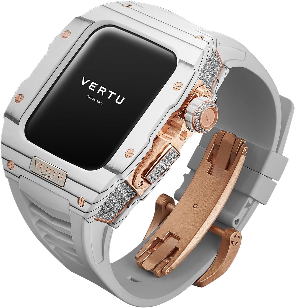 VERTU H1 Diamonds Smart Watch for Men, Mechanical Smartwatch for Android with 1.85" Sapphire Display, Answer/Make Call, Fitness Watch, Blood Oxygen, Heart Rate and 100+ Sports Modes (White/Gold)