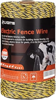 Electric Fence Polywire 656 Feet 200 Meters, 6 Stainless Steel Strands for Reliable Conductivity and Rust Resistance UV Resistant, Portable Electric Fence Rope, Easy to Install